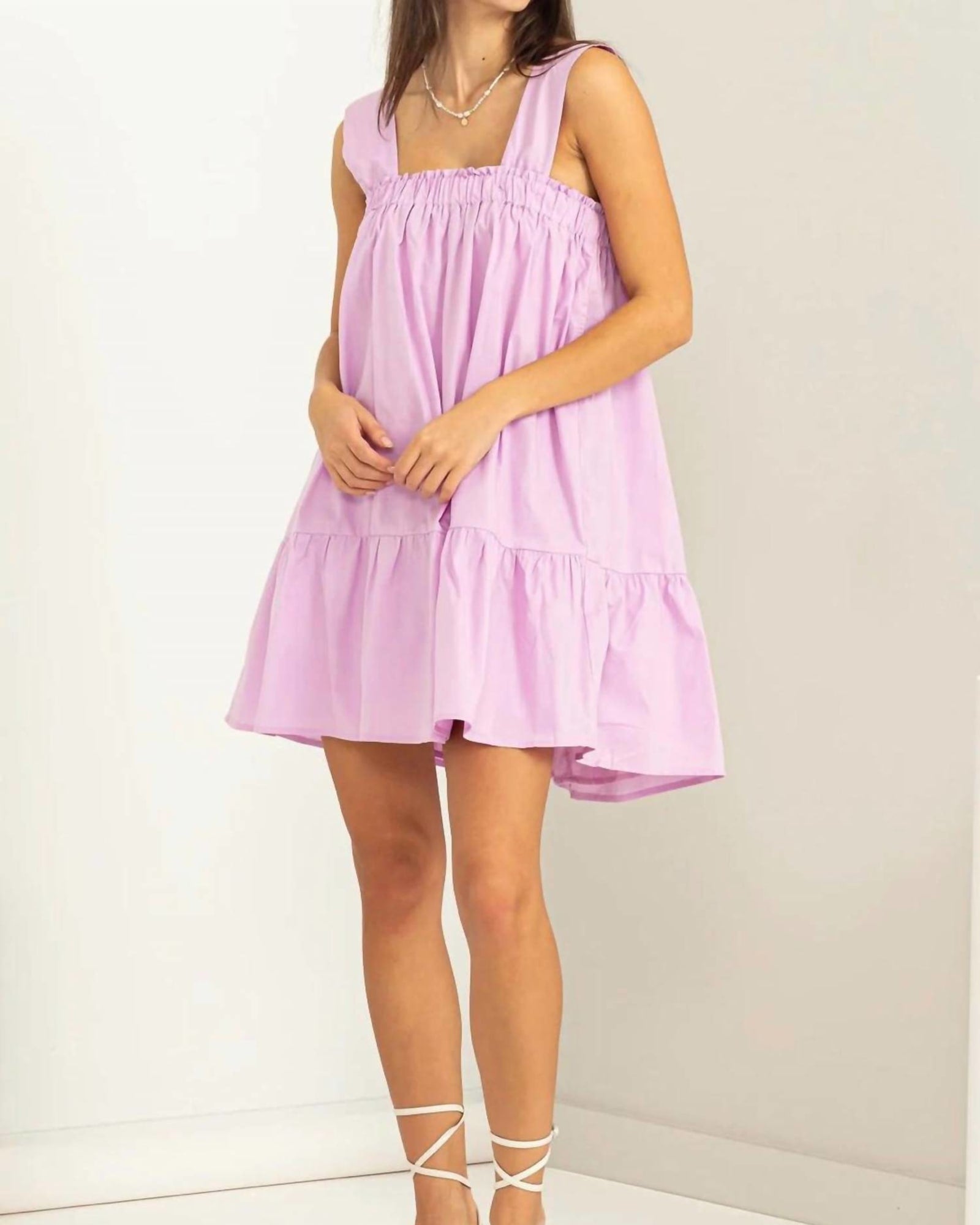 Sleeveless Ruffled Mini Dress In Lavender | Lavender