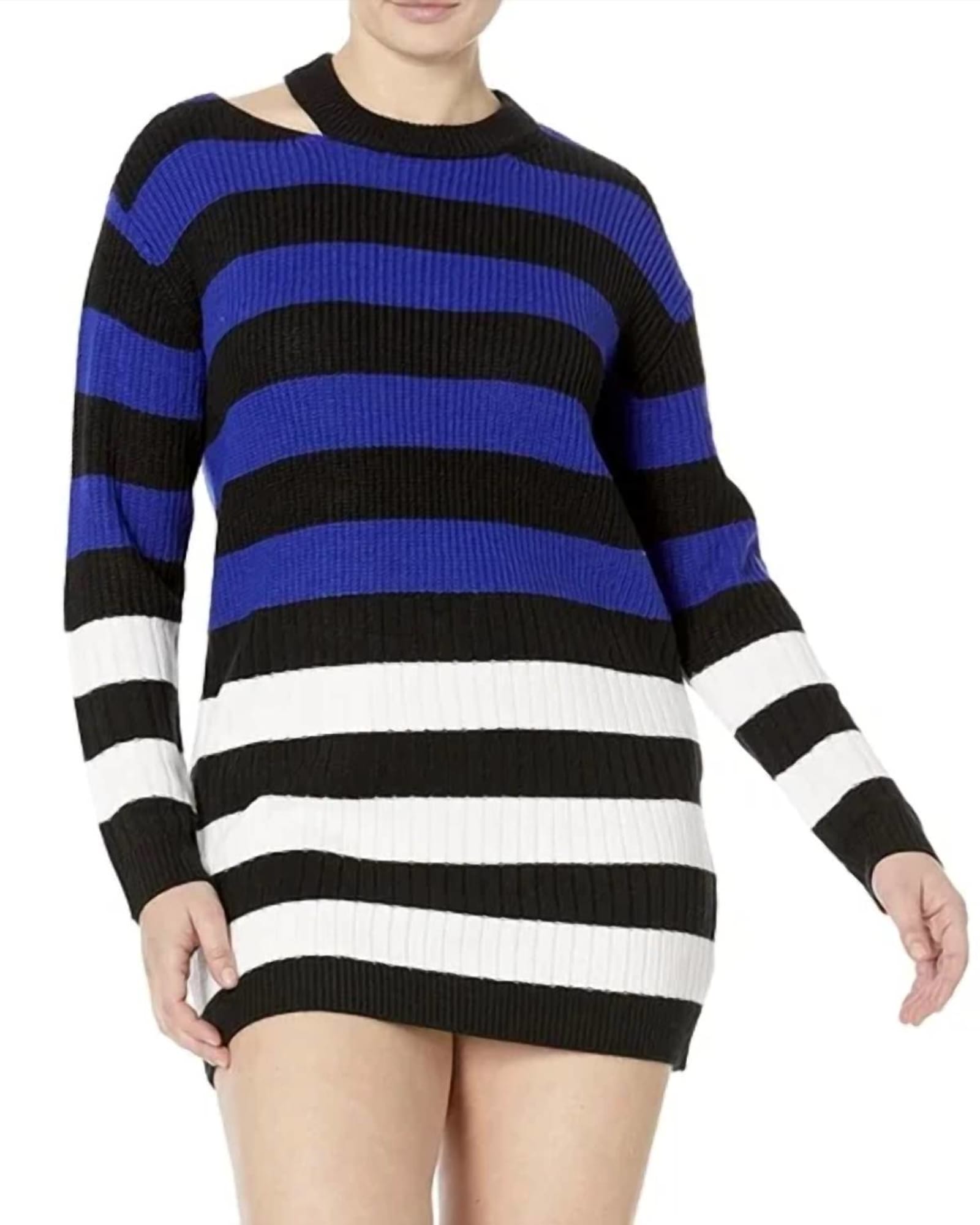 Remi Sweater Dress In Blue/Black/White | Blue/Black/White