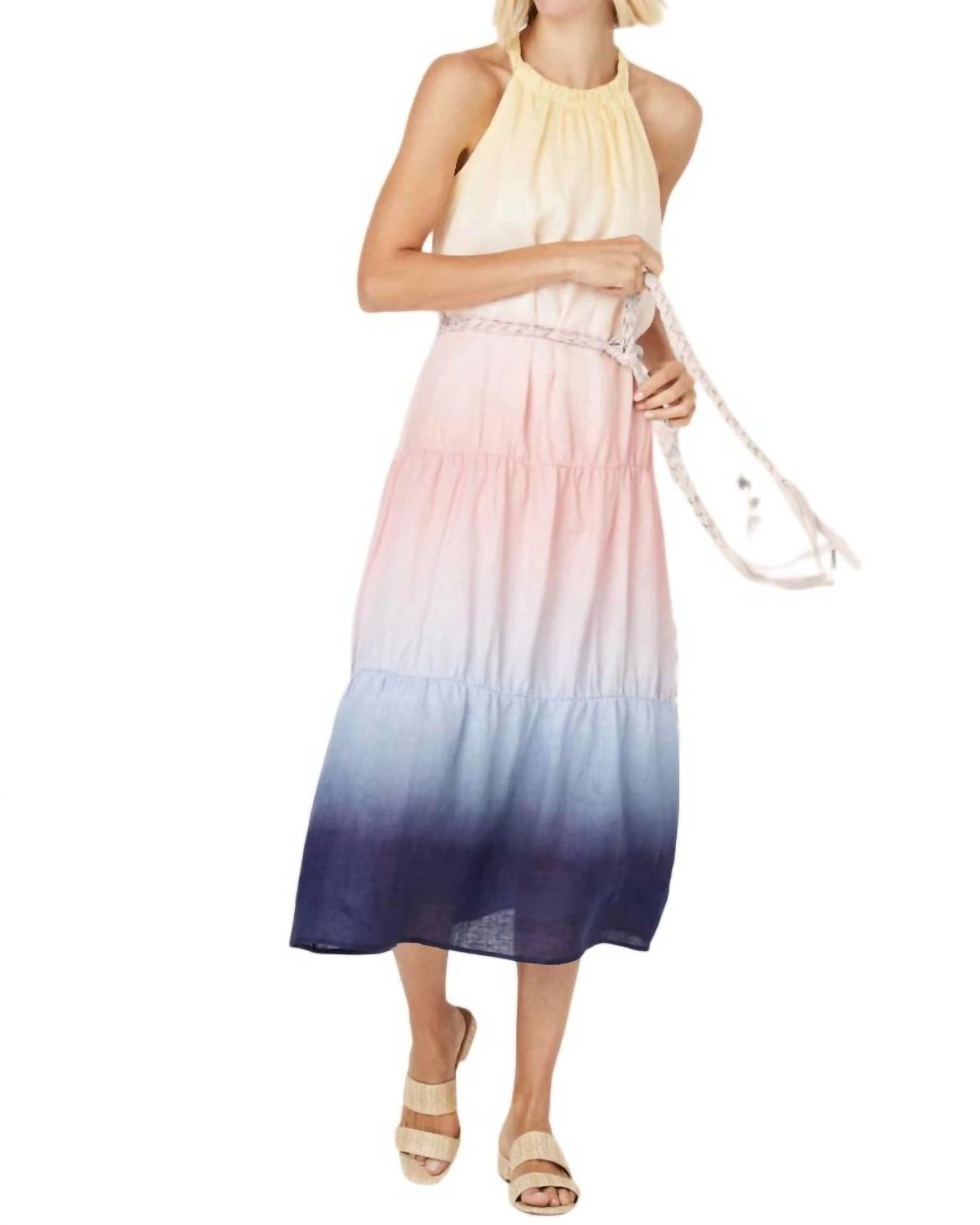 Pfeiffer Linen Dress In Sunrise Dip Dye | Sunrise Dip Dye