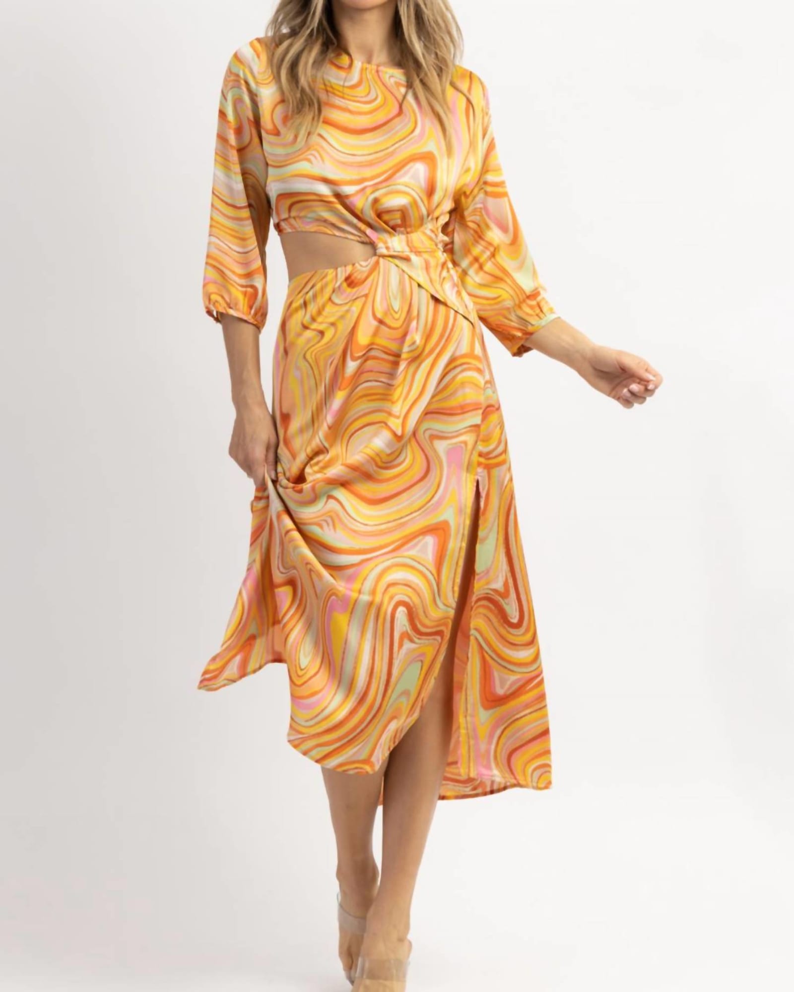 Sundown Marble Maxi Dress In Yellow | Yellow