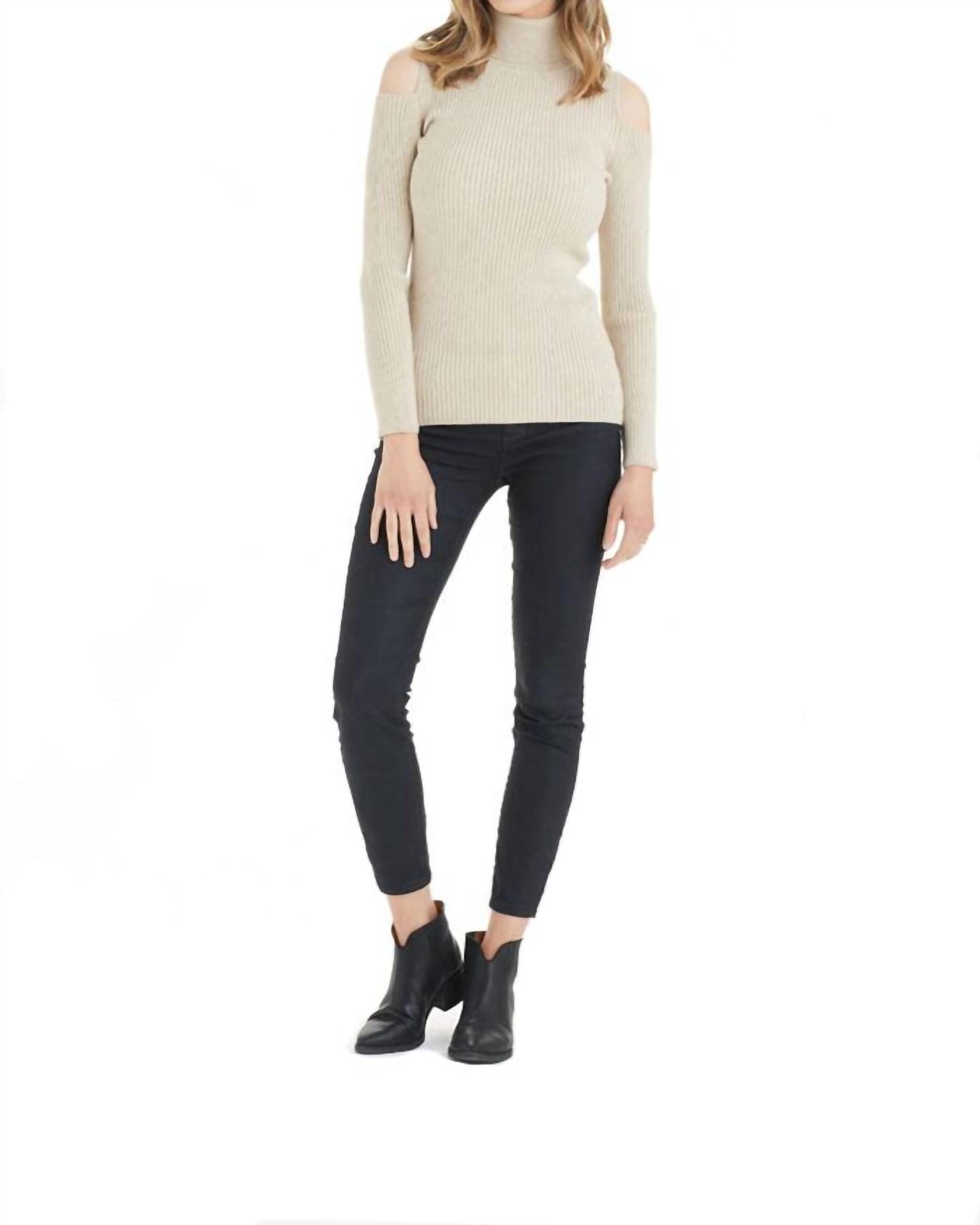 Sara Cold Shoulder Sweater in Beige | Beige