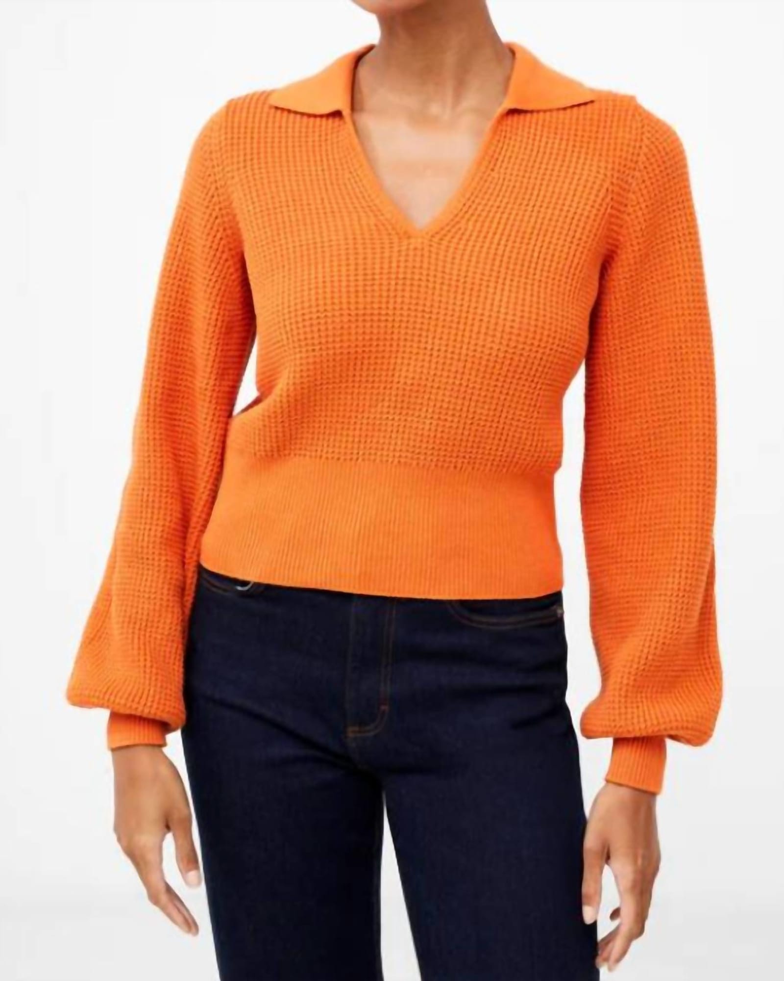 Mozart V-Neck Collar Sweater in Burnt Orange | Burnt Orange
