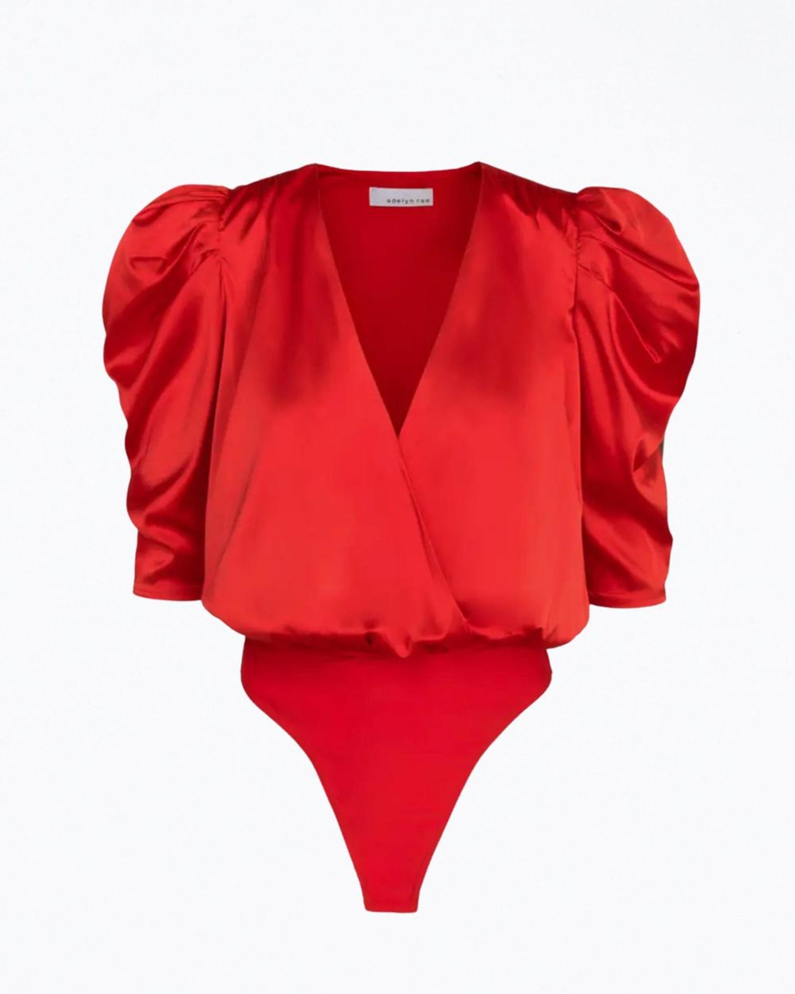 Lila Wrap-Effect Sateen Bodysuit in Chili Red | Chili Red