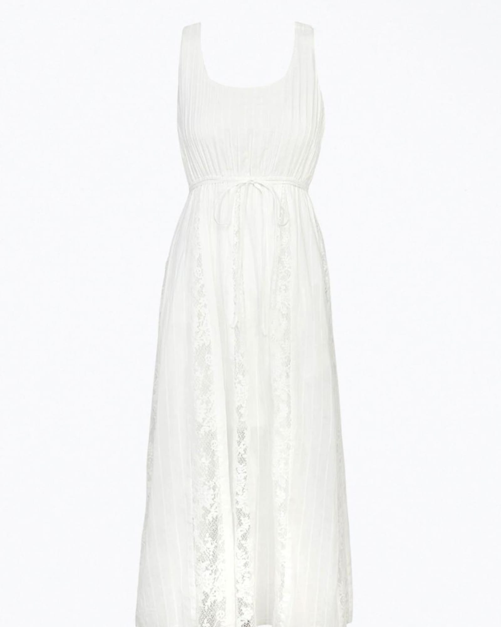 Vivian Lace Cotton-Voile Midi Dress in White | White