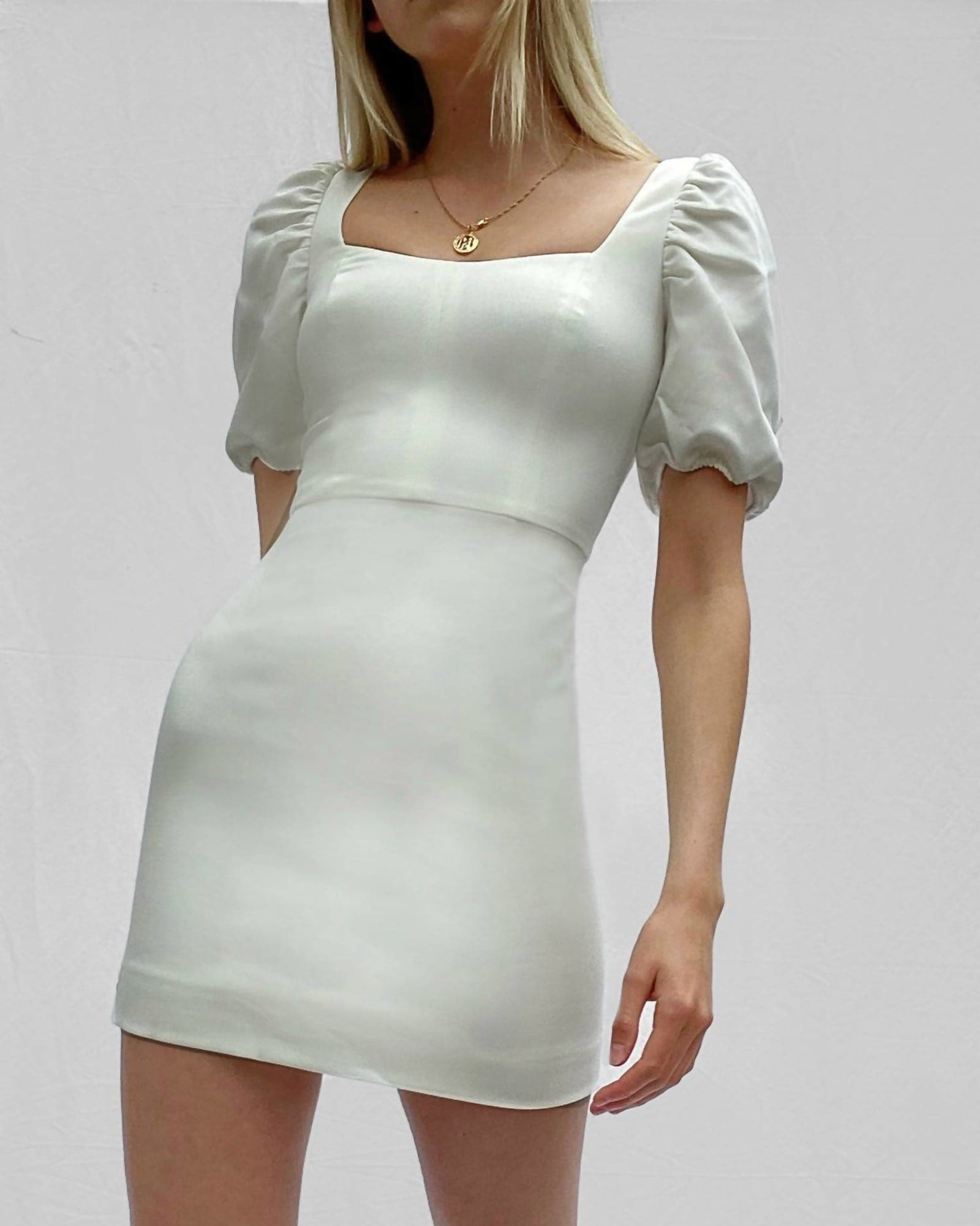 Berina Whisper Puff Sleeve Dress In White | White