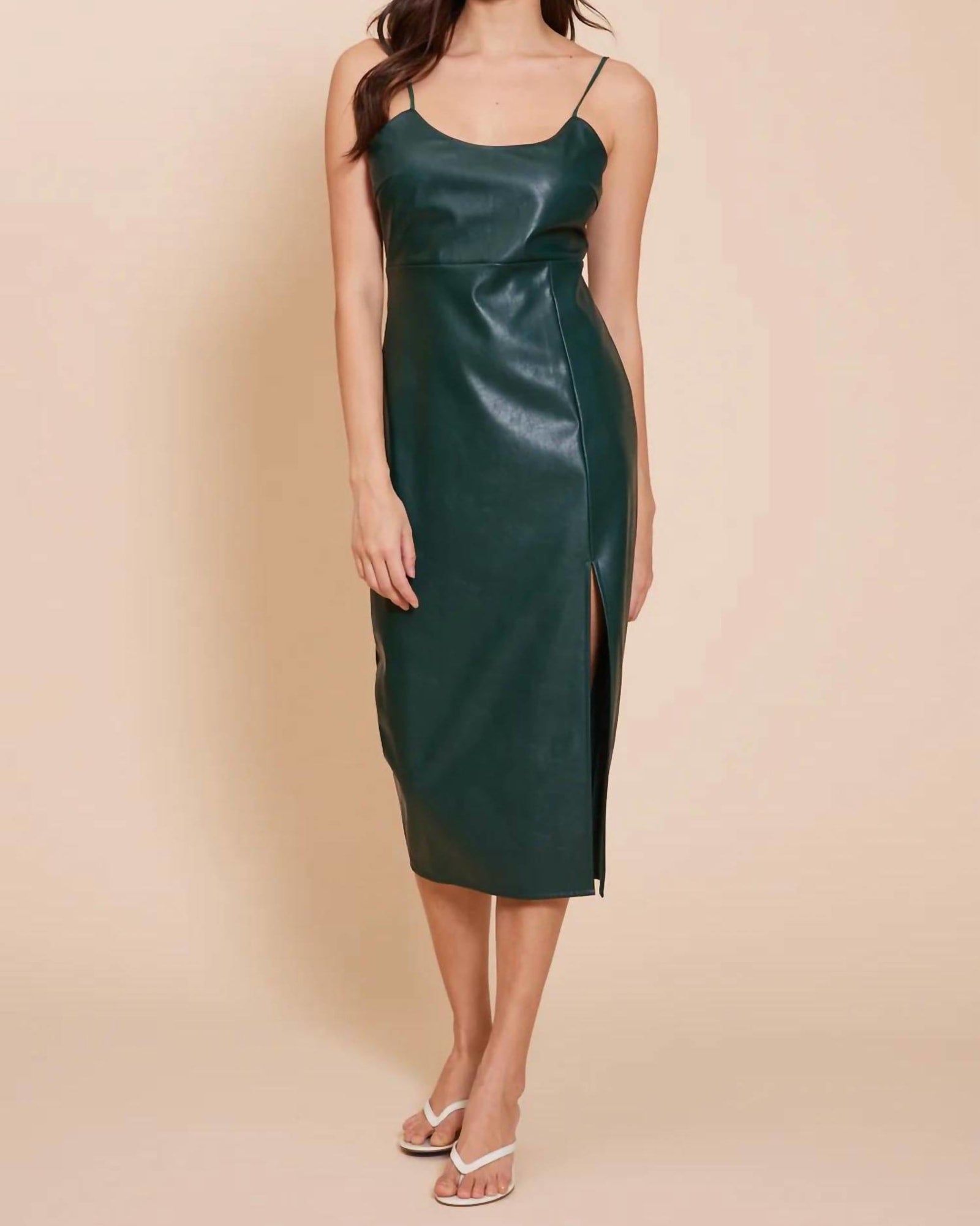 Connor Faux Leather Dress In Pine | Pine