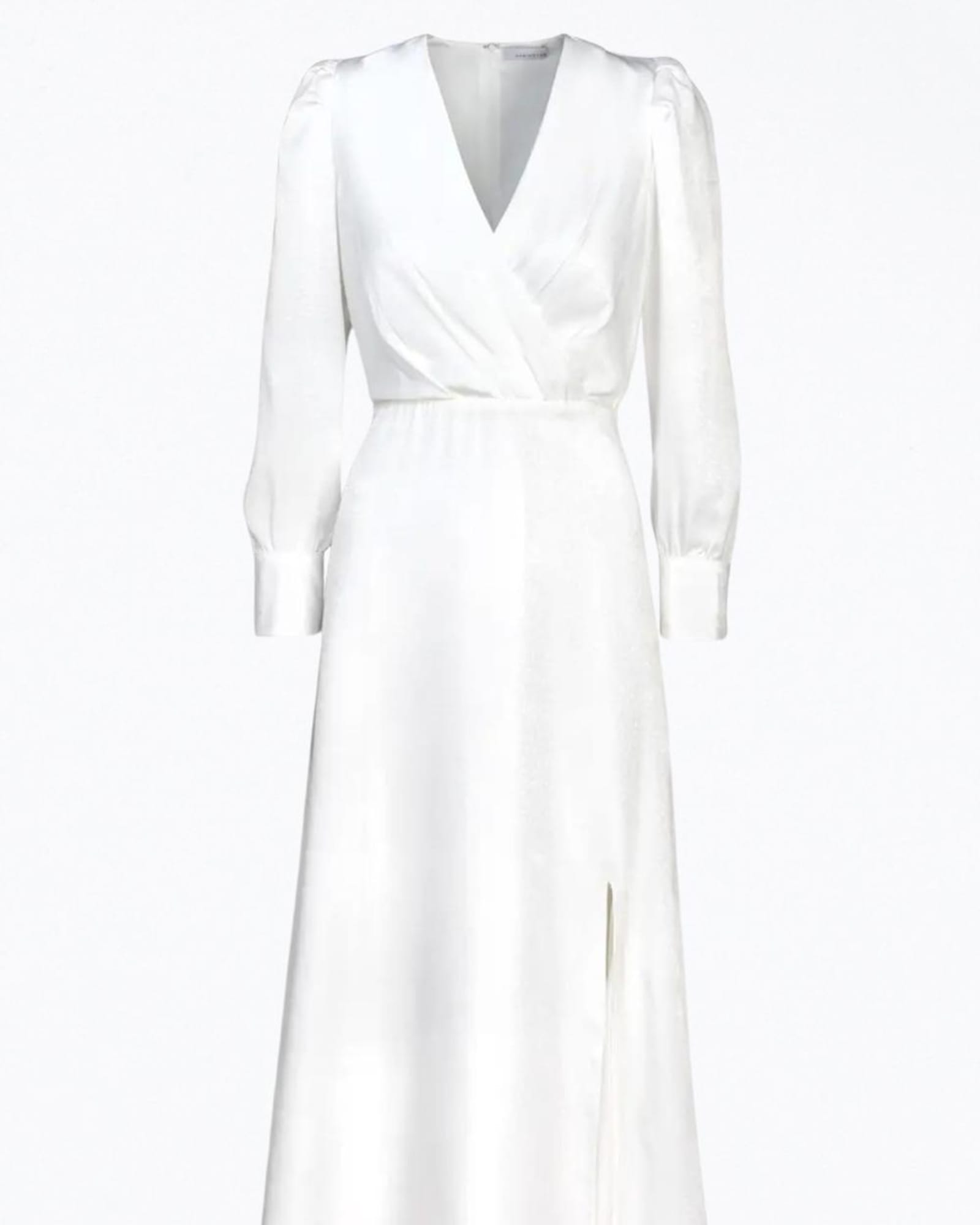 Brandy Wrap-Effect Sateen Maxi Dress in White | White