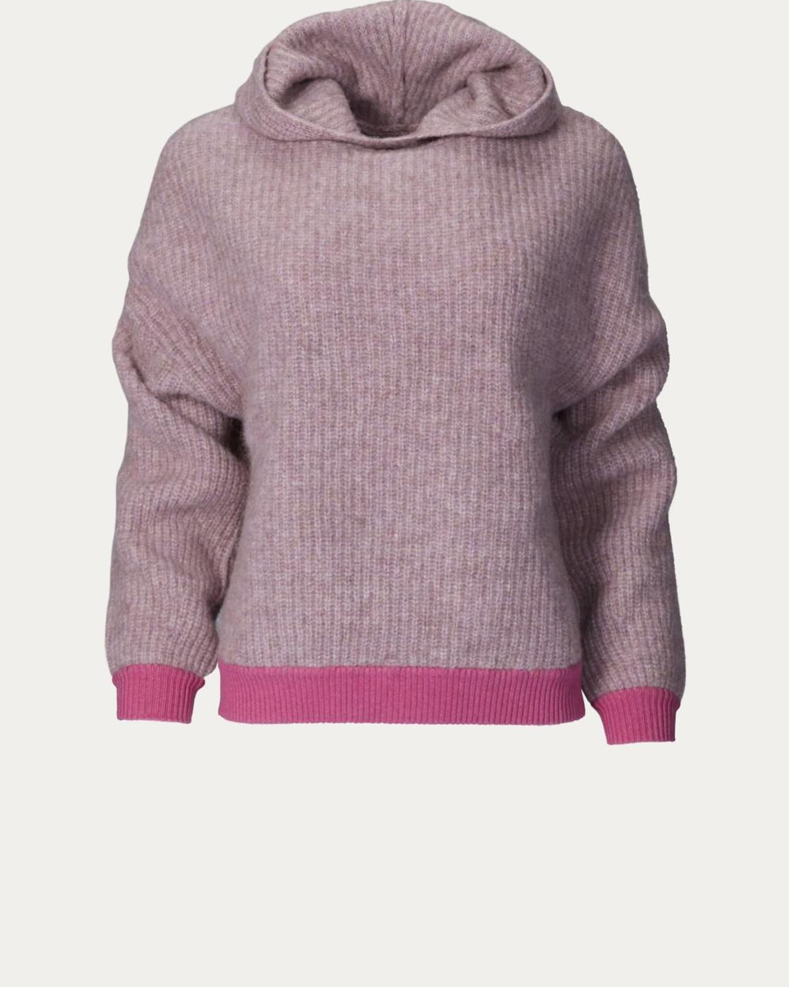 Wool Blend Drop Shoulder Cowl Neck Hoodie in Lilac Combo | Lilac Combo