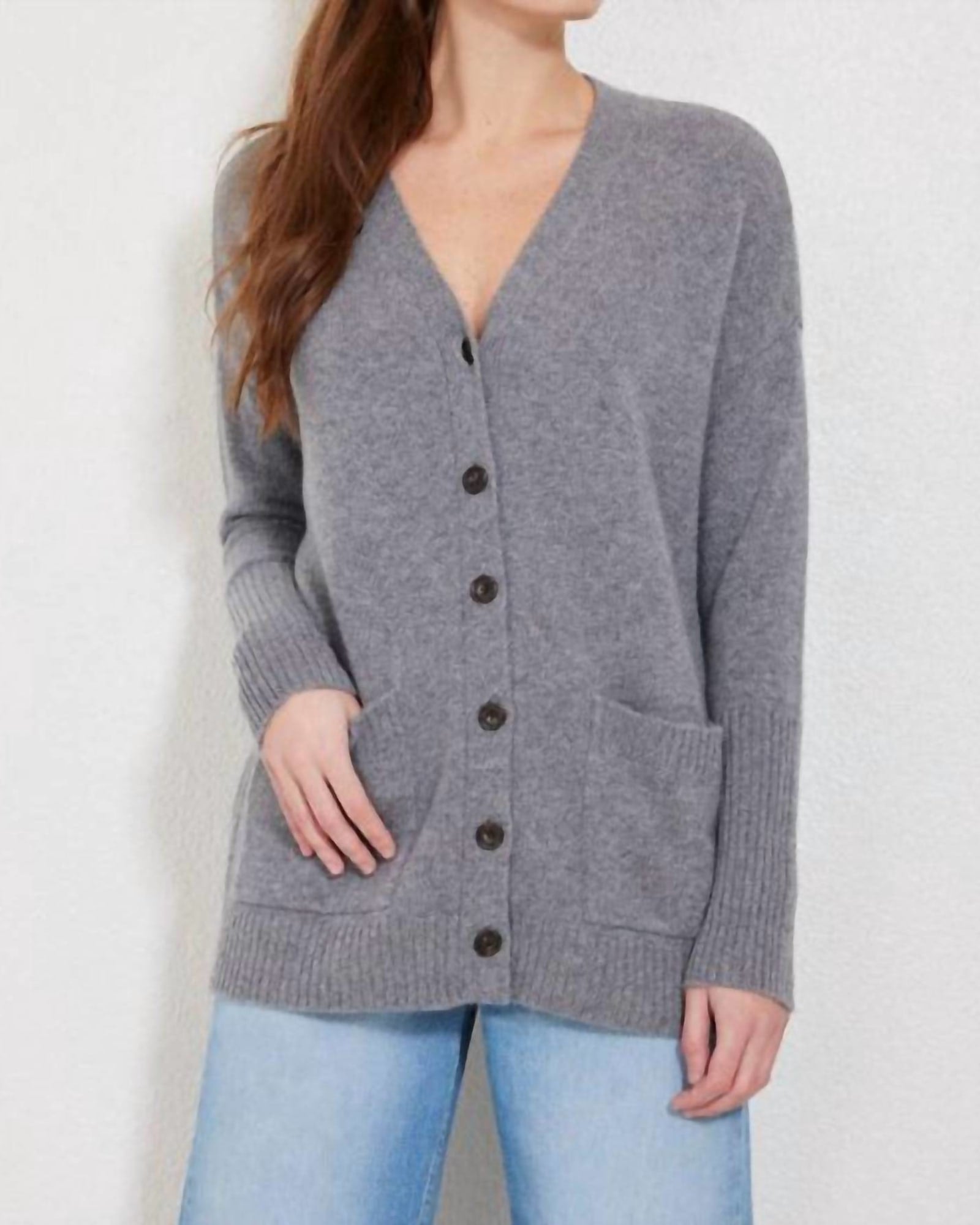 Campbell Cashmere Cardigan in Storm Grey | Storm Grey