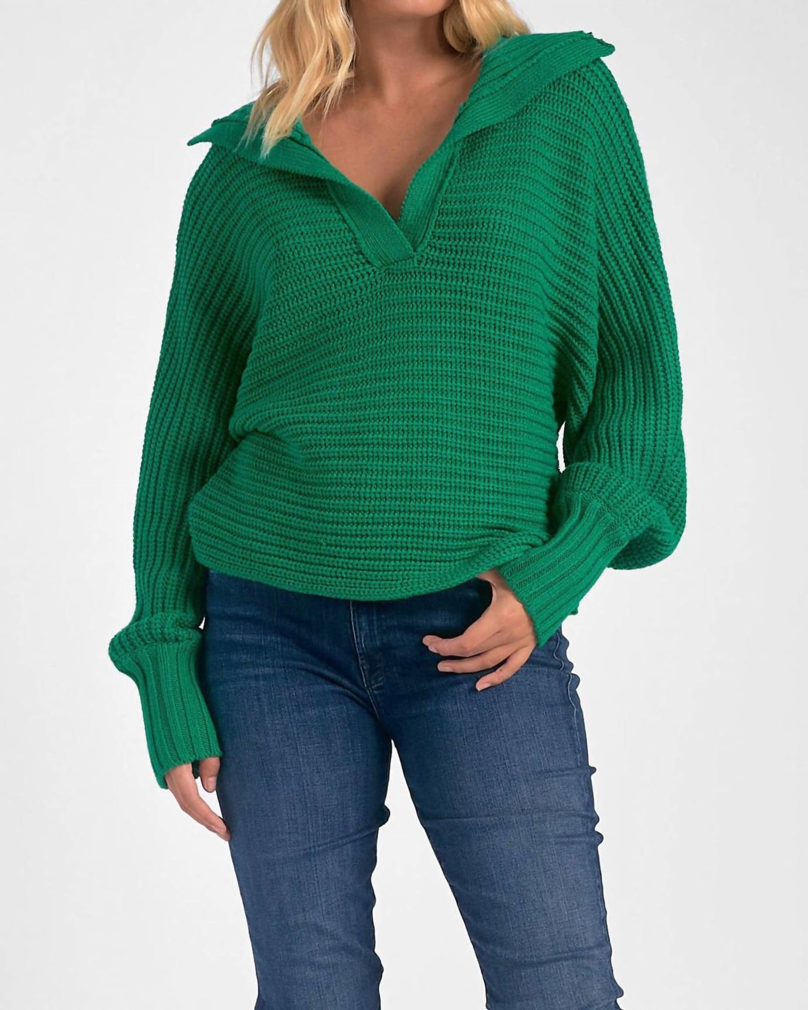 Savannah Collared Sweater in Kelly Green | Kelly Green