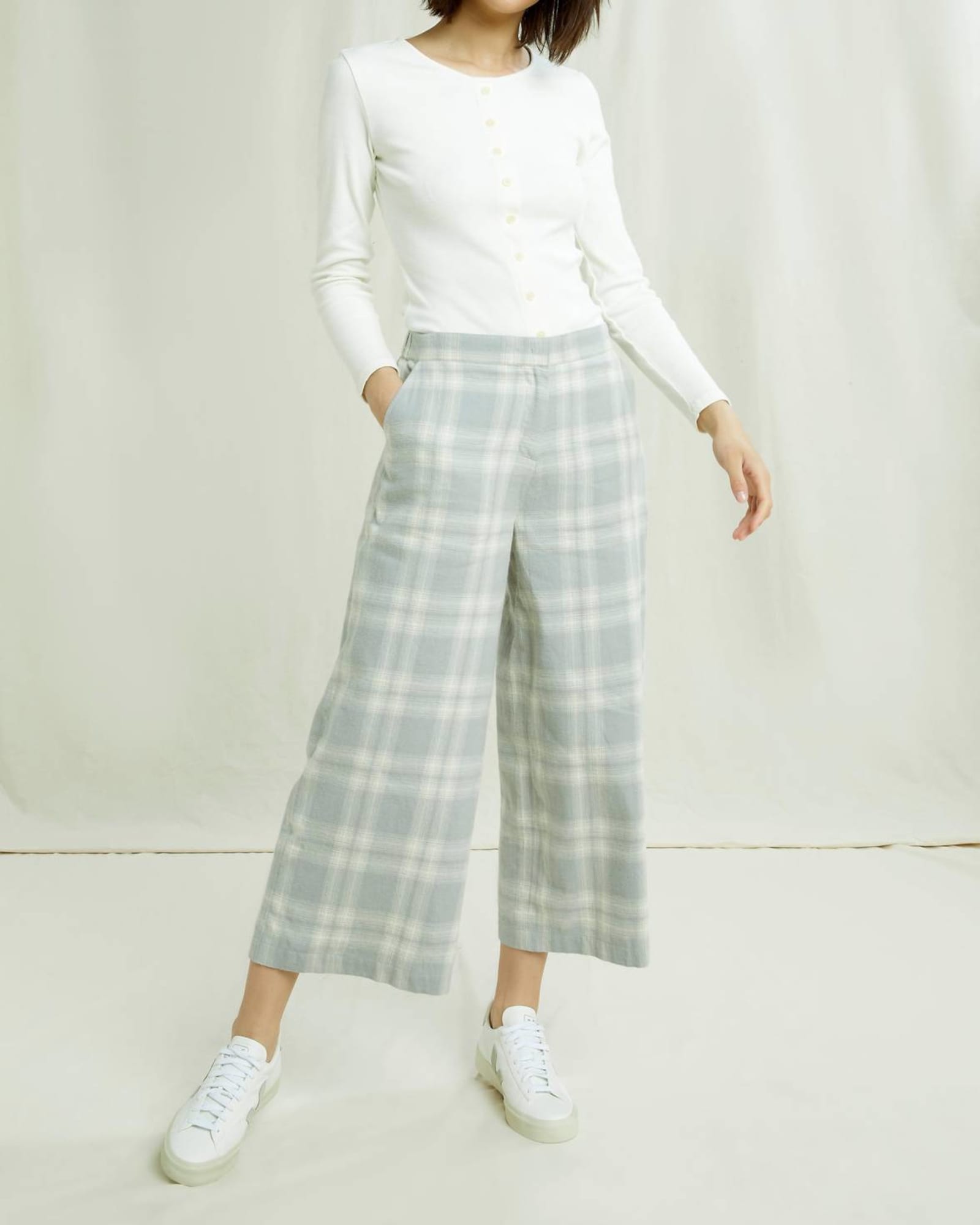 Susan Checked Trousers in Grey Check | Grey Check