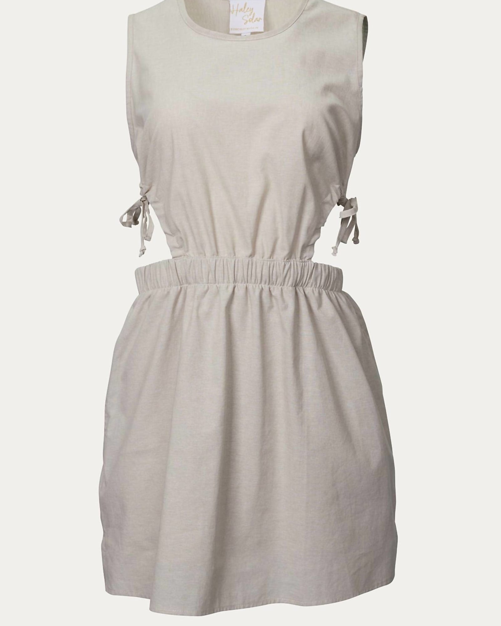 Cutout Cotton-Twill Mini Dress in Beige | Beige