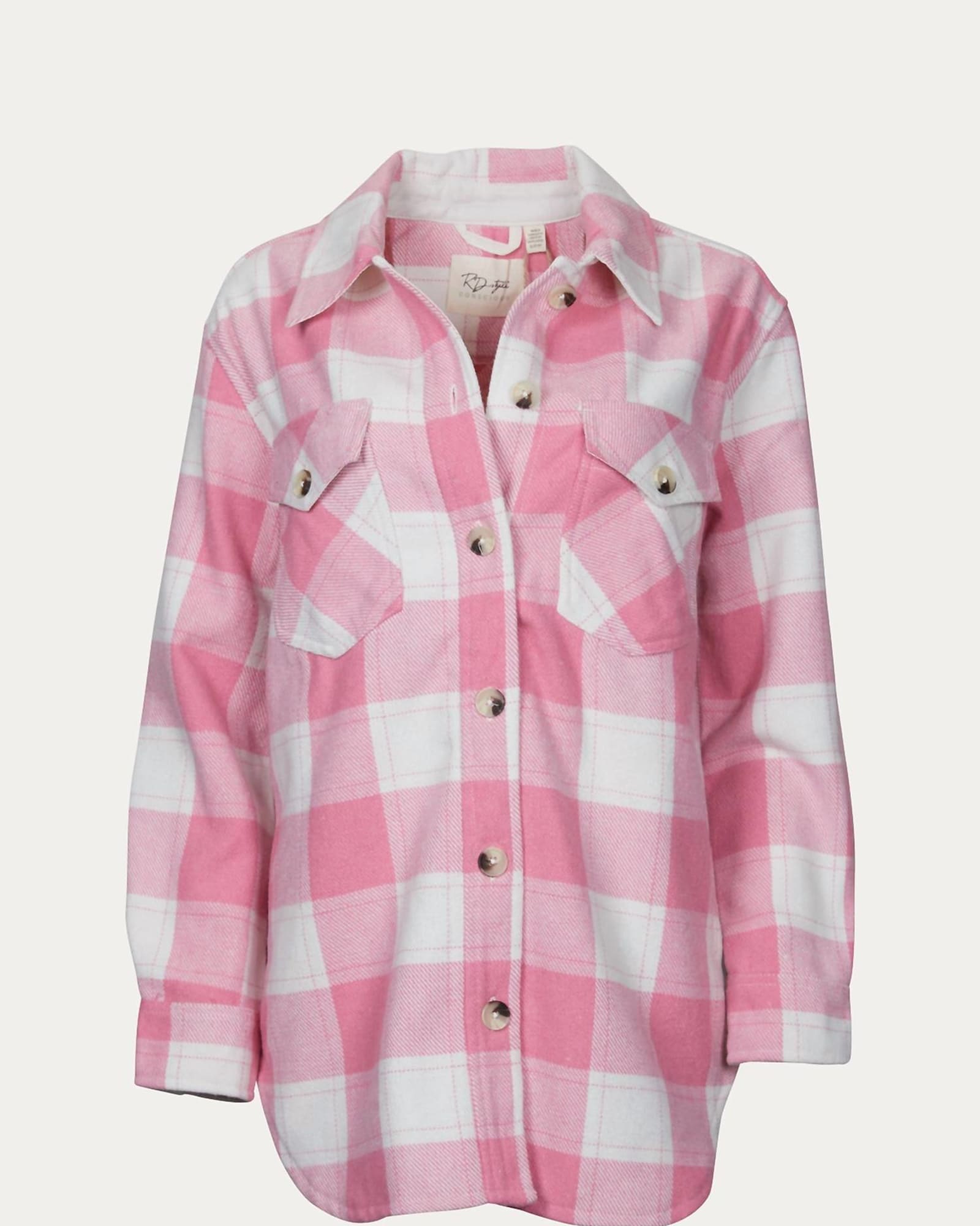 Oversized Checked Shirt Jacket in Barbie Pink | Barbie Pink