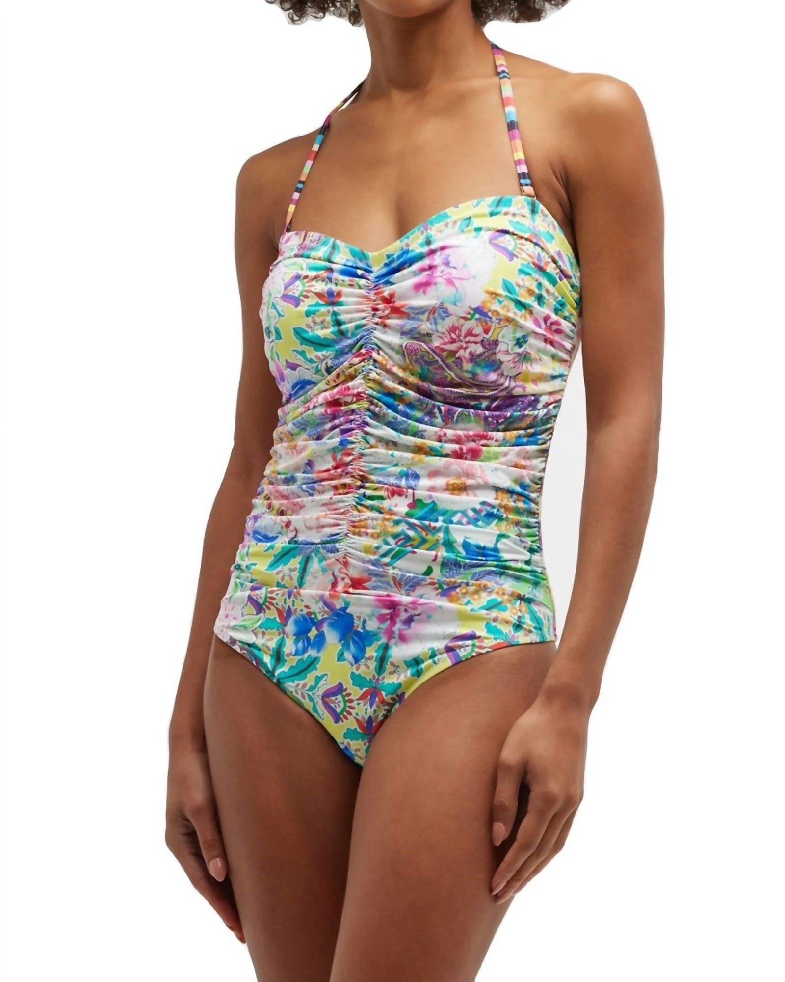 Ruched Sweetheart One Piece Swimsuit in Multi | Multi
