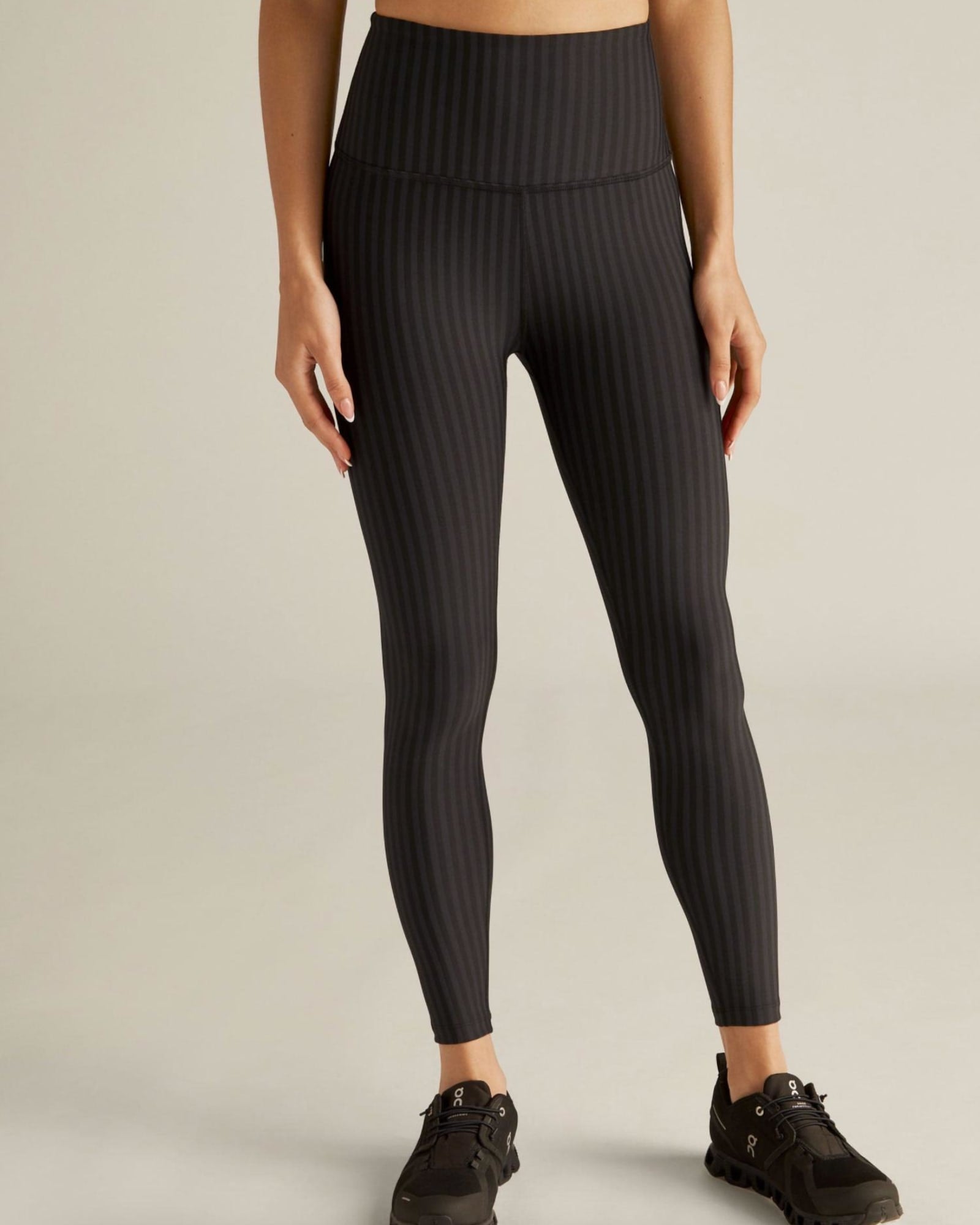 Spacedye High Waist Legging in Black Striped Jacquard | Black Striped Jacquard