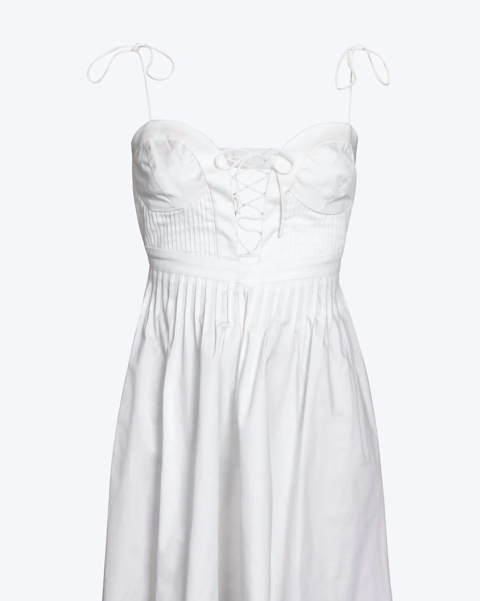 Sierra Lace-Up Open-Back Poplin Mini Dress in White | White