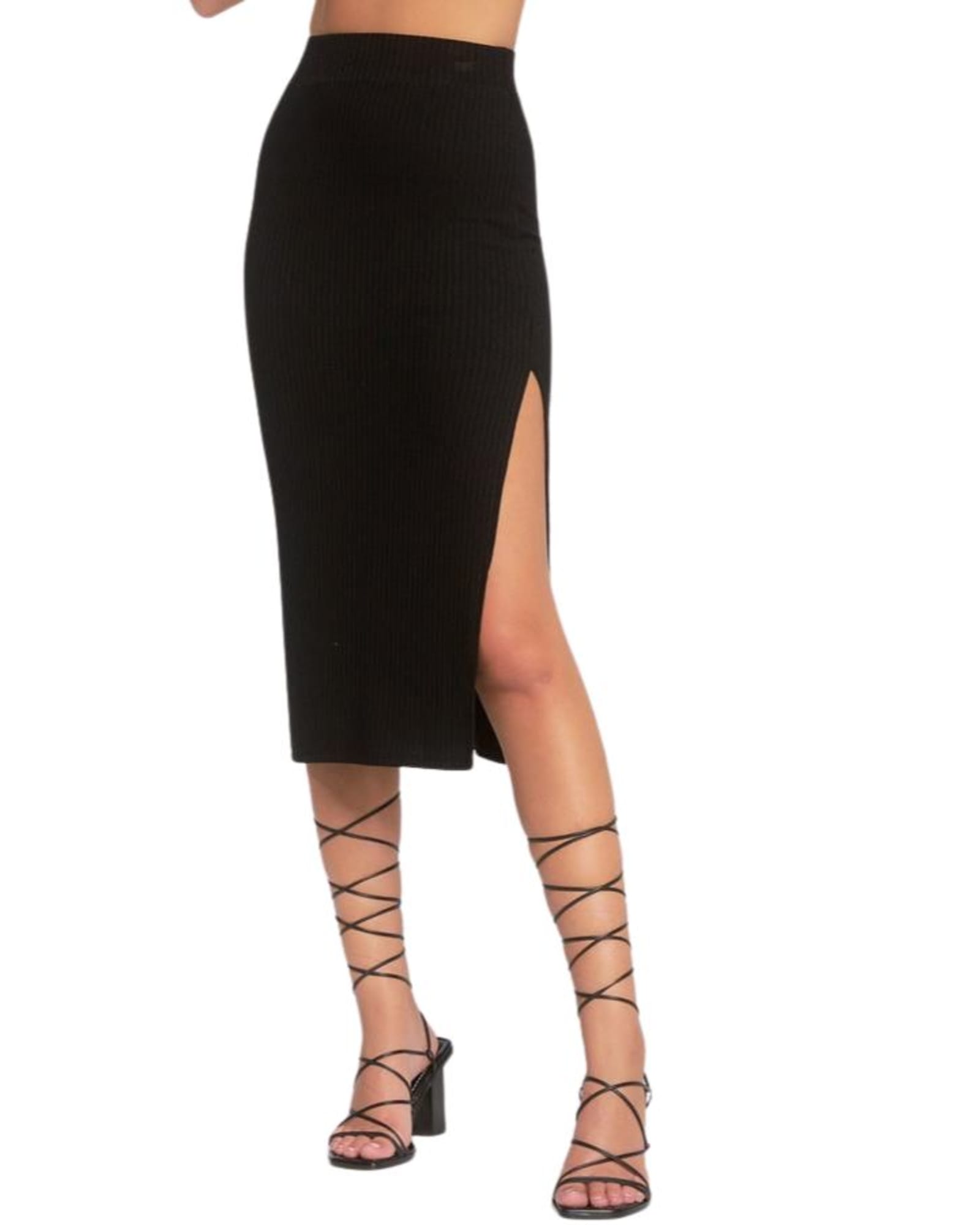 Side Slit Skirt in Black | Black