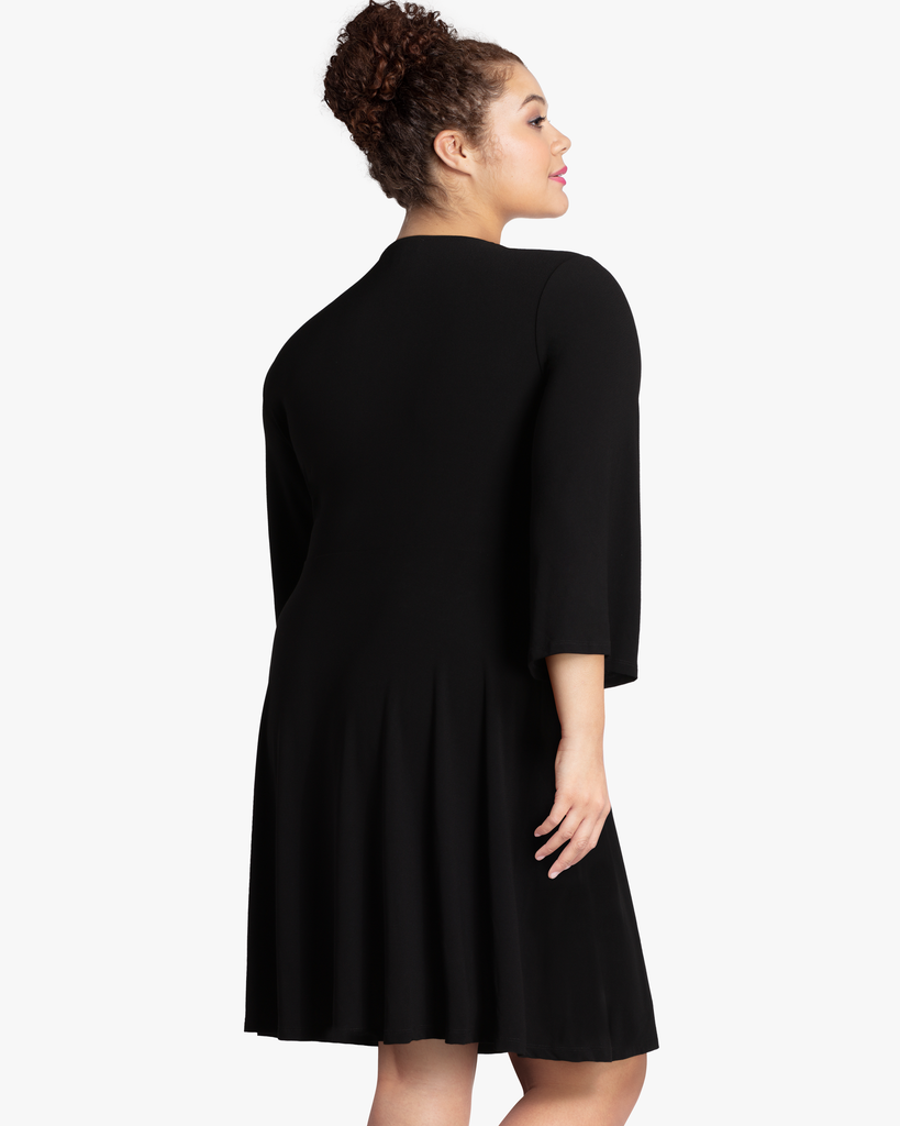 Cecilia Plus Size Knot Front Dress | Black