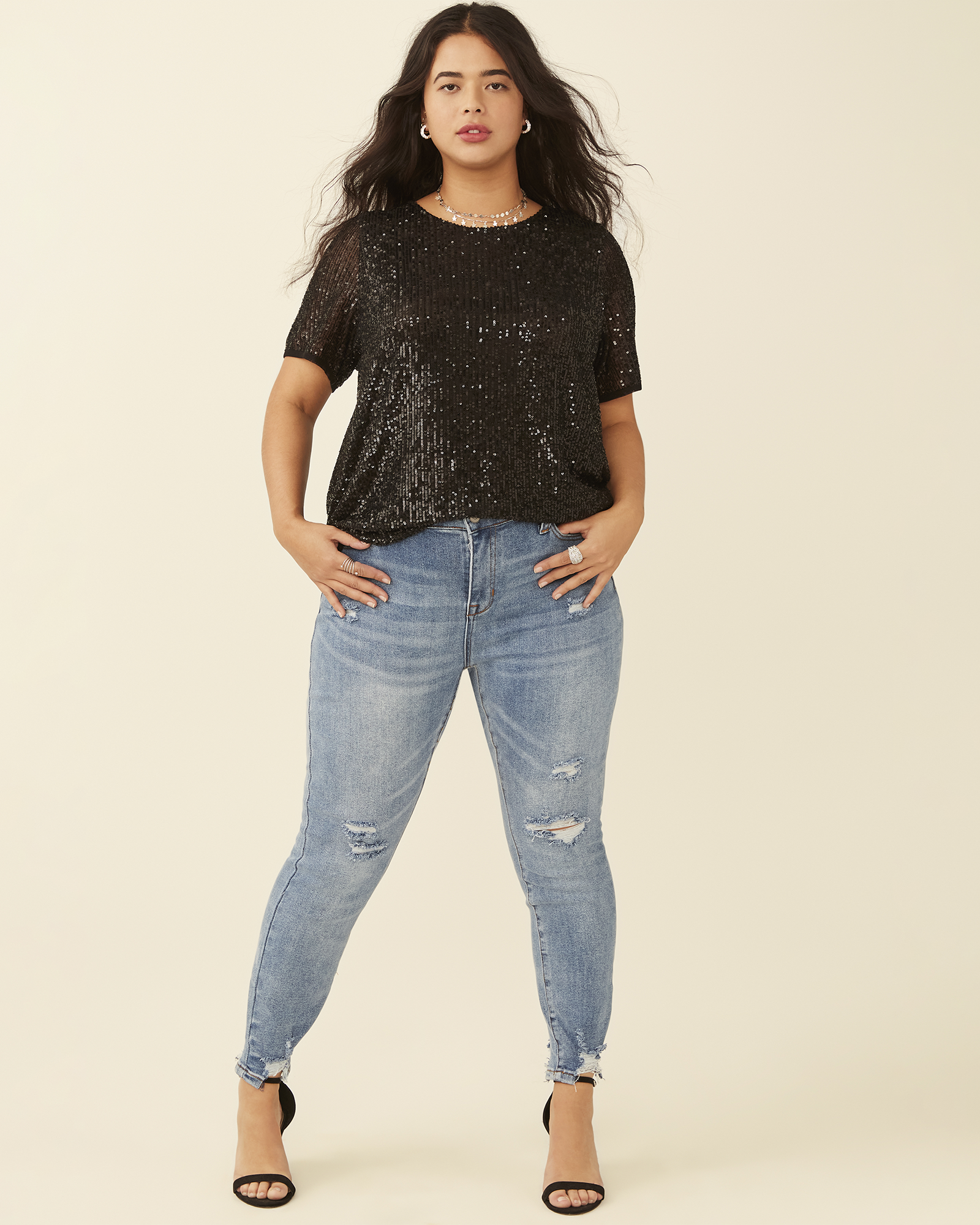 Plus Size Distressed Skinny Jeans - Medium / 1X