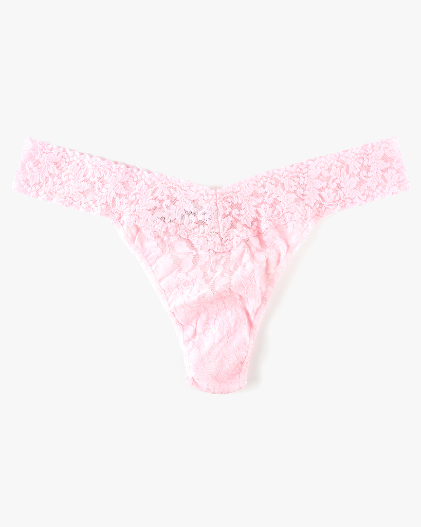 Signature Lace Original Rise Plus Size Thong | Pink