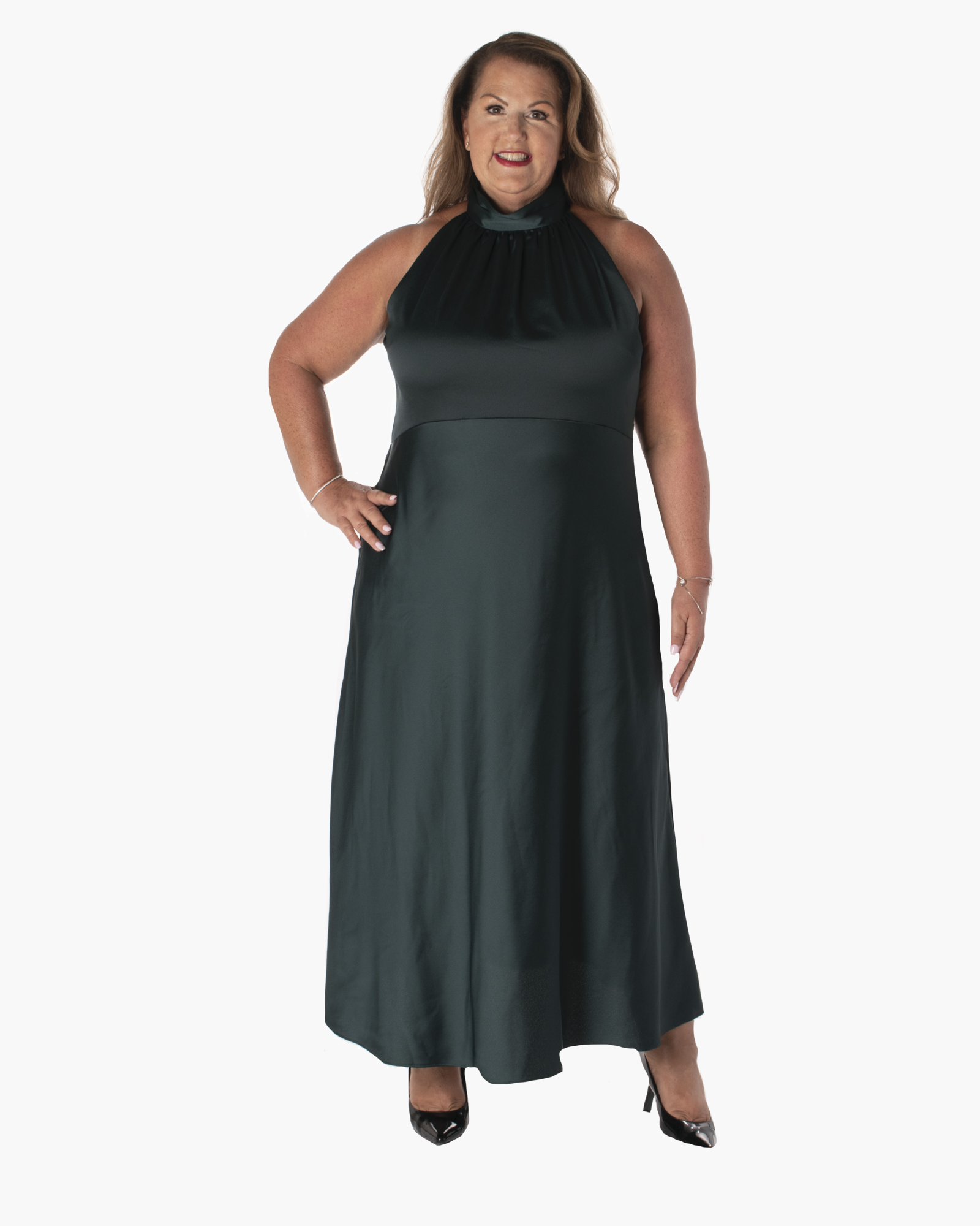 Christine Satin Maxi Dress | Forest Green