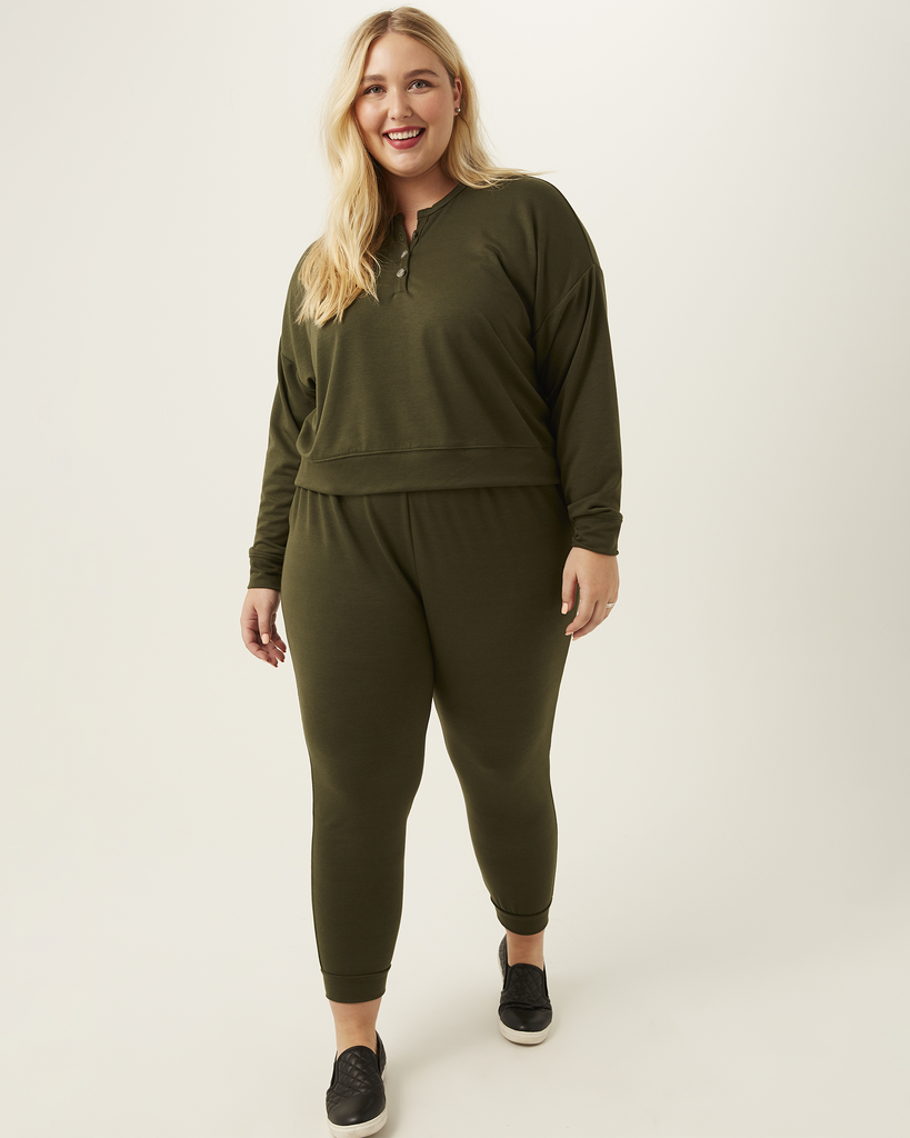 Lindsay Plus Size Joggers | Olive Green