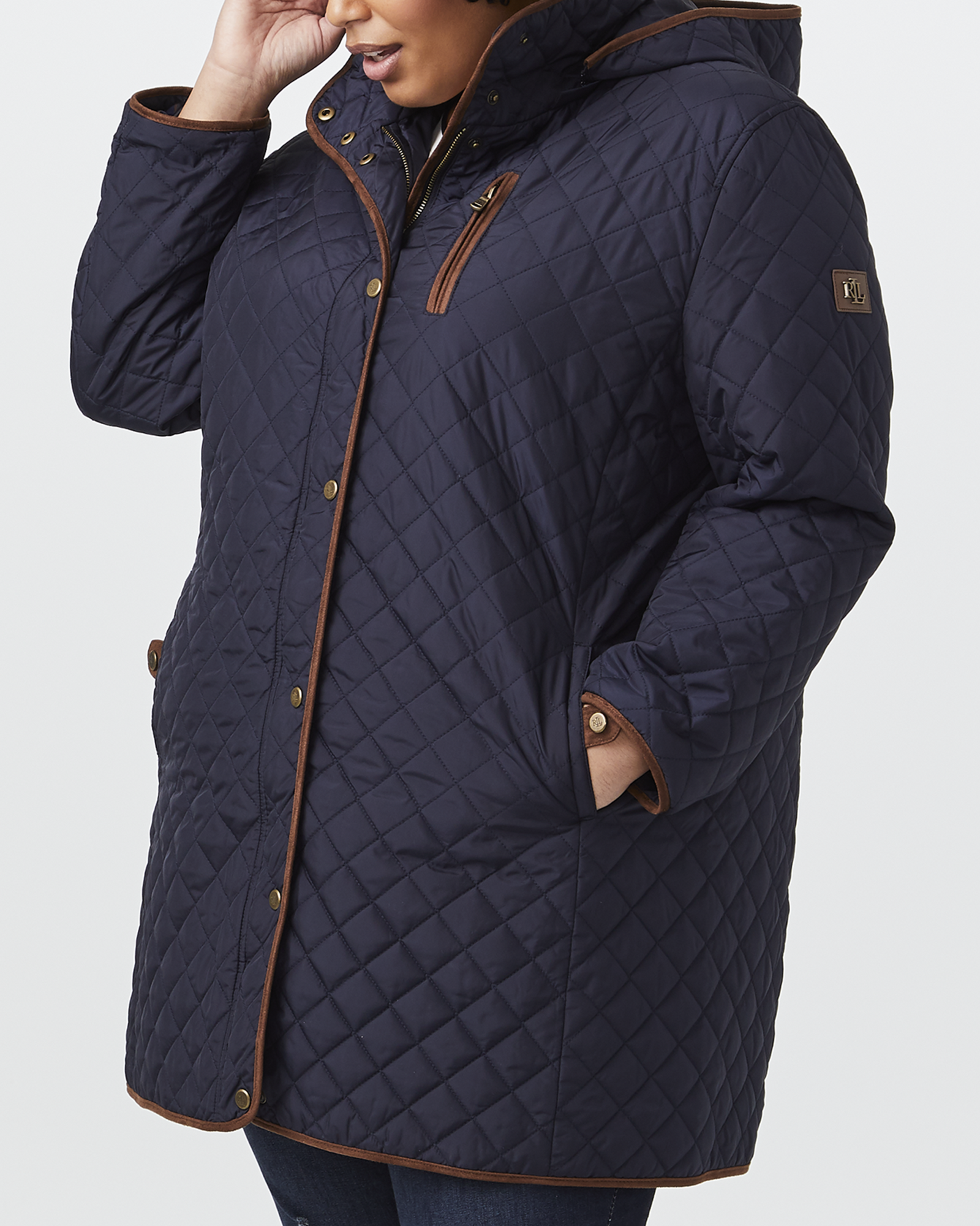 Octavia Plus Size Quilted Jacket | Navy