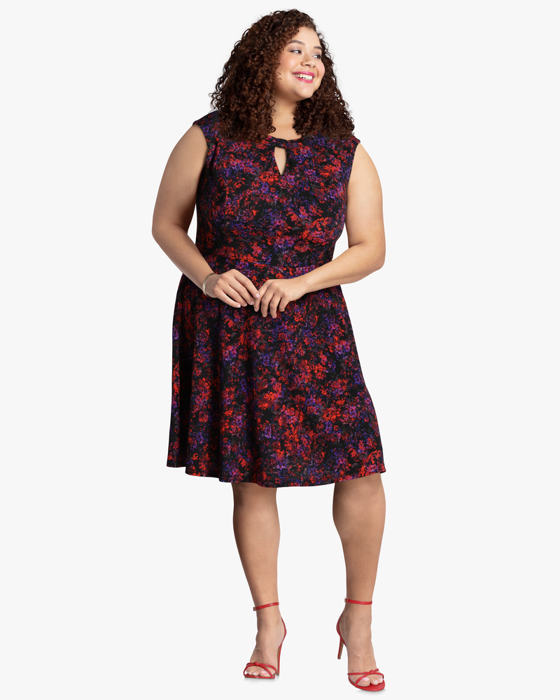 cap sleeve fit and flare dress