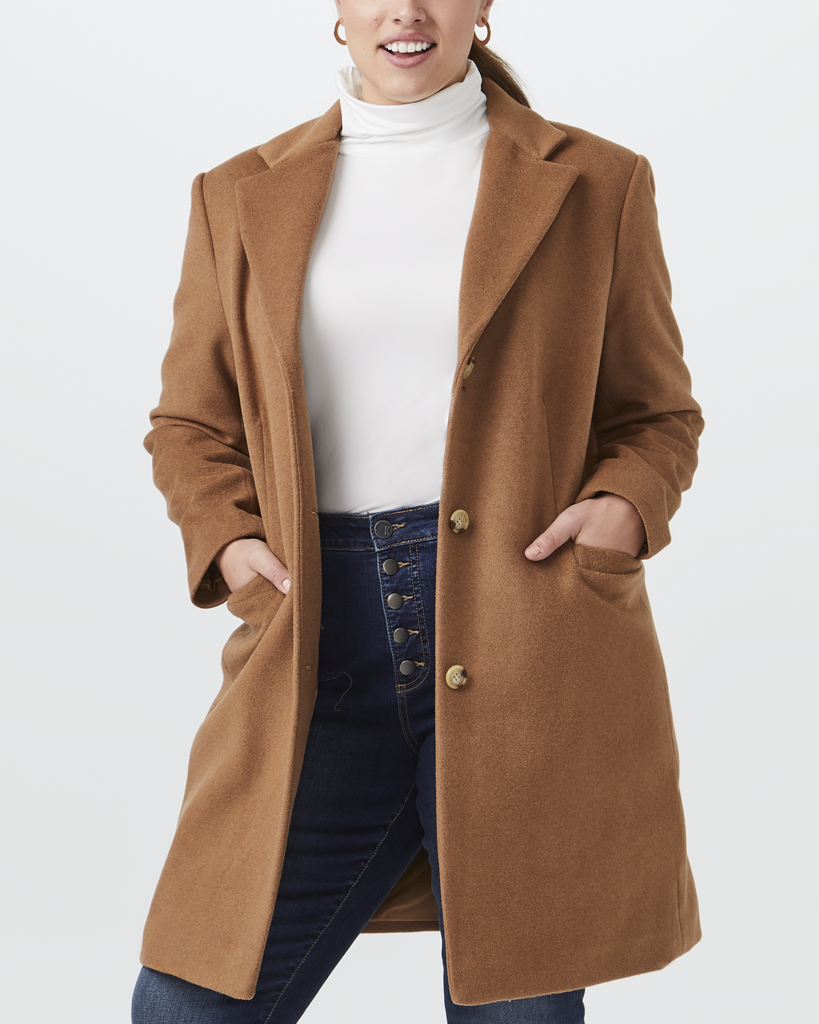 Beatrice Plus Size Wool-Blend Jacket | Tan