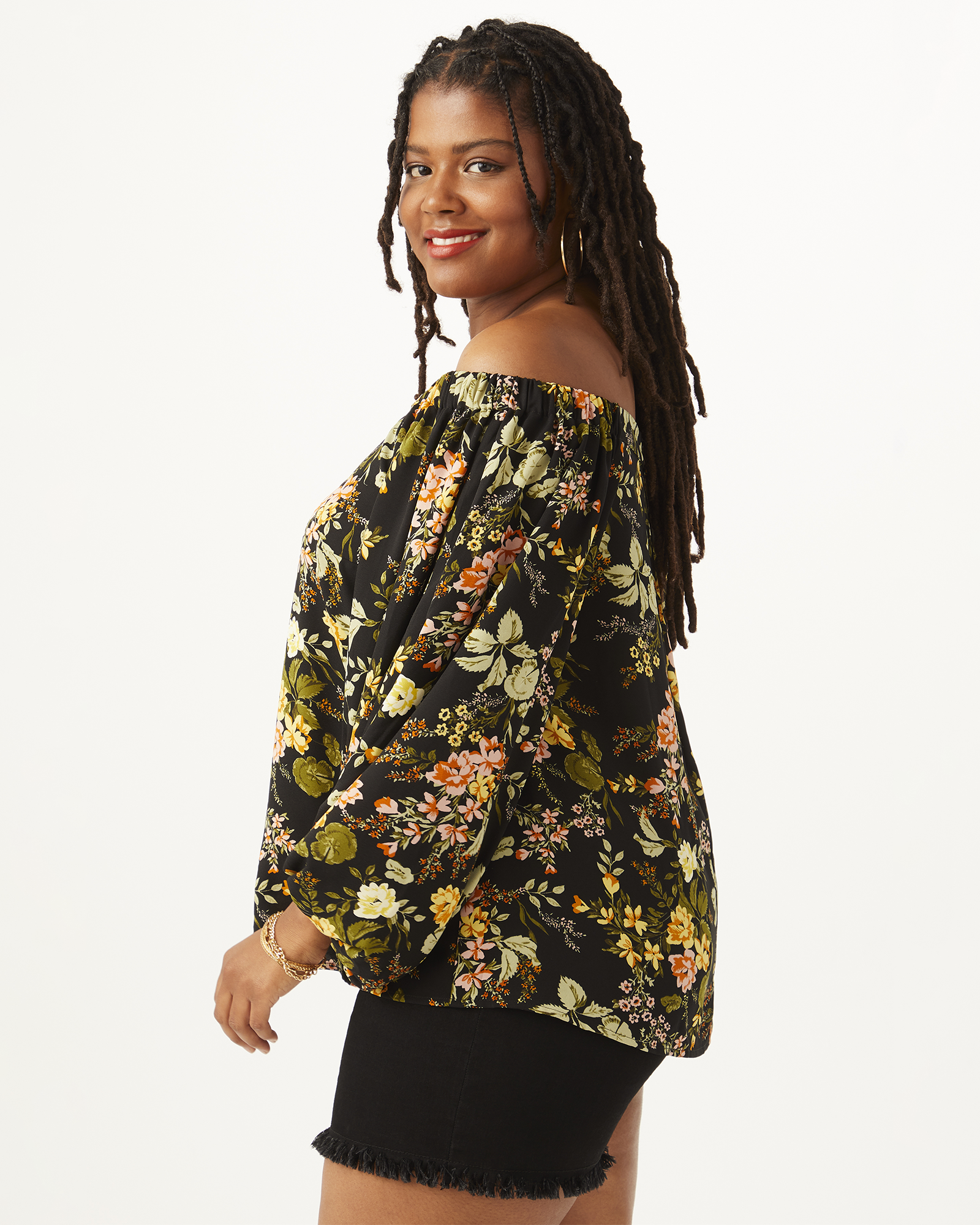 Off-the-shoulder Balloon-sleeve Blouse