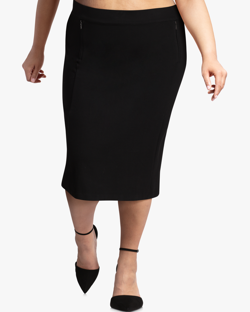 Carolina Zipped Ponte Skirt | Black