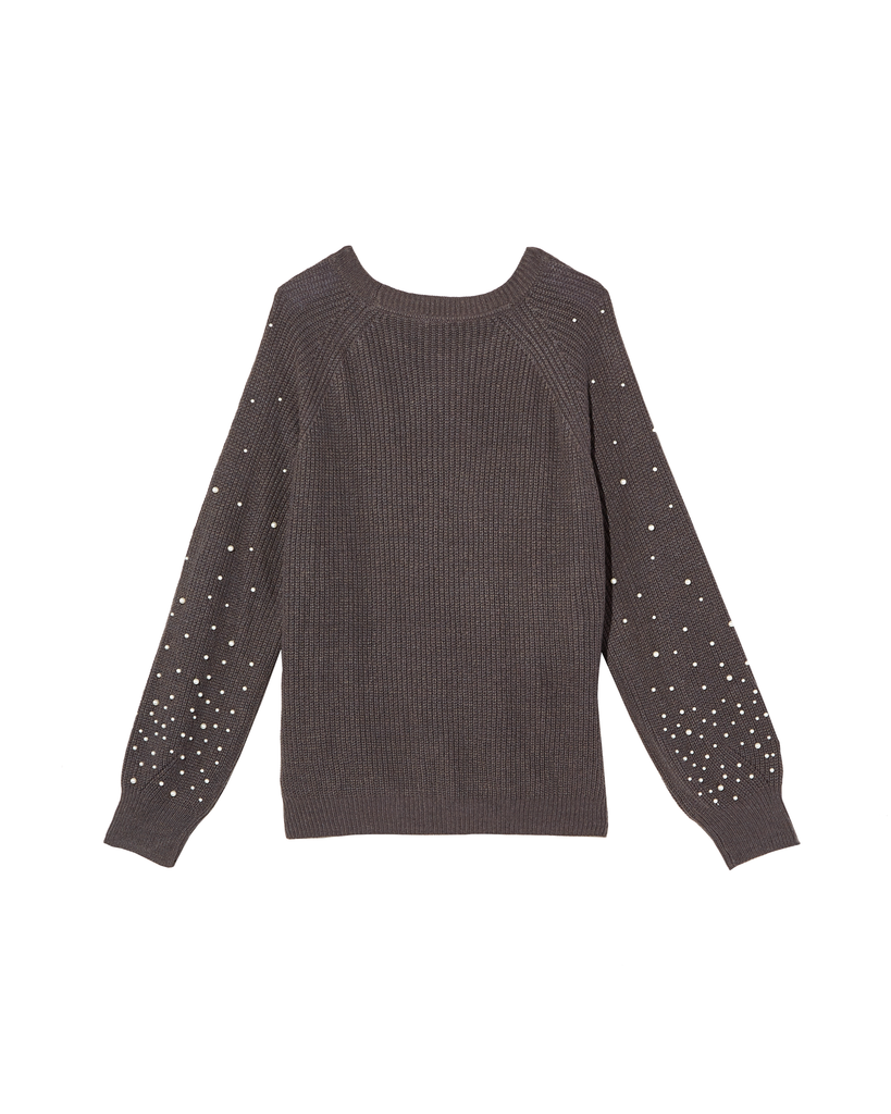 Jonah Pearl Embellished Sweater | Charcoal Grey