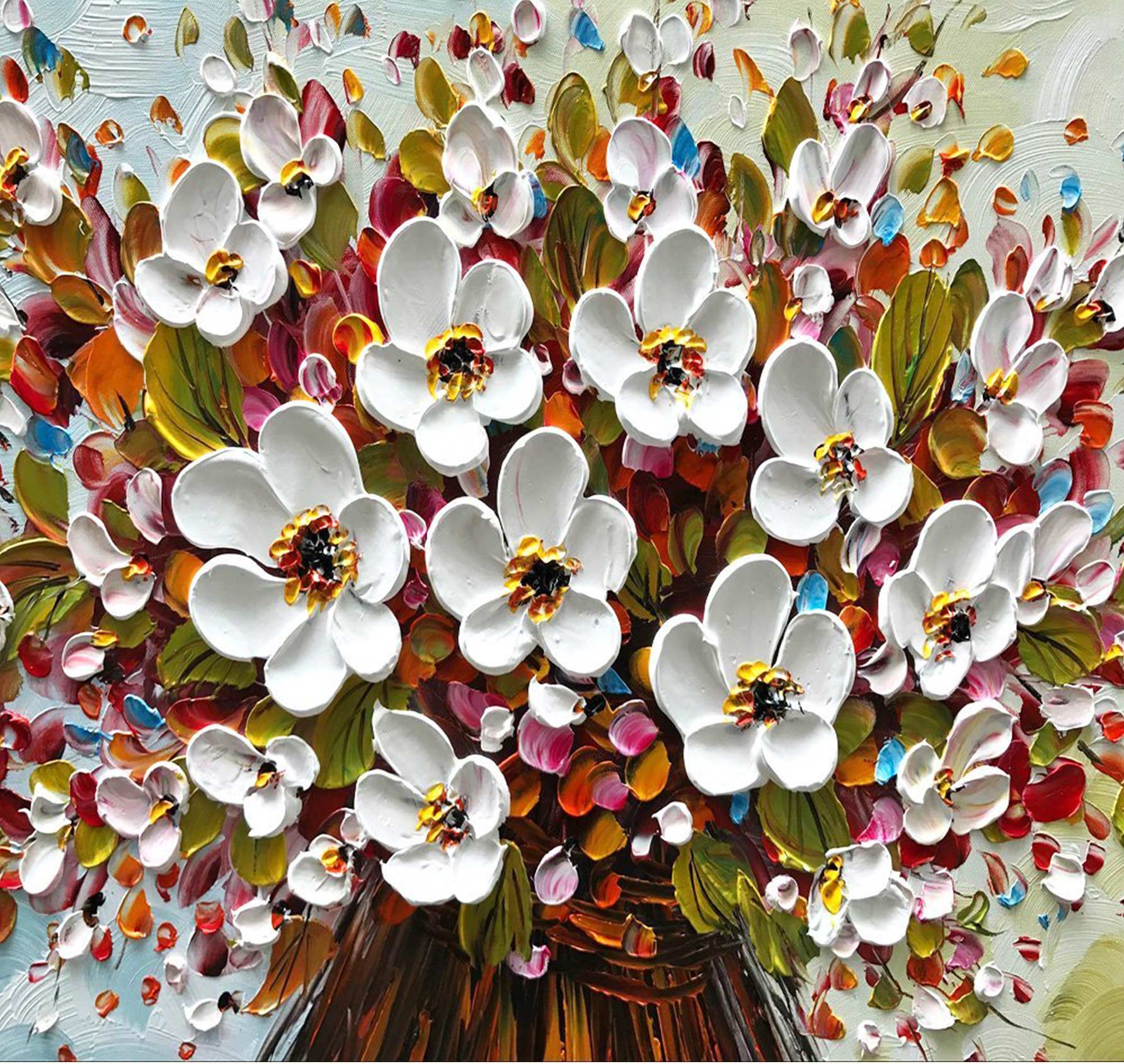 Wit Bloemen – olieverf op canvas – degrootmeesters.com