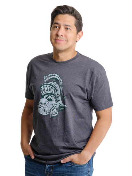 Michigan State Gruff Sparty T-Shirt on Charcoal from Nudge Printing