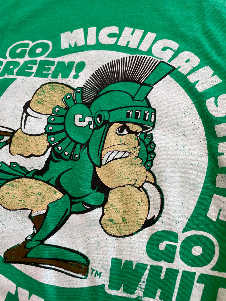 Nudge Printing Michigan State Charging Sparty Kelly Green Tee