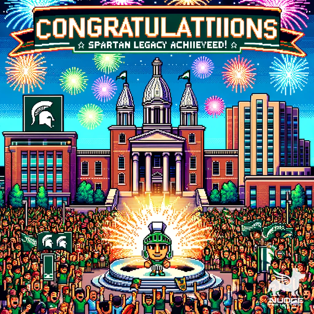 Michigan State Vintage Video Game Idea from Nudge Printing