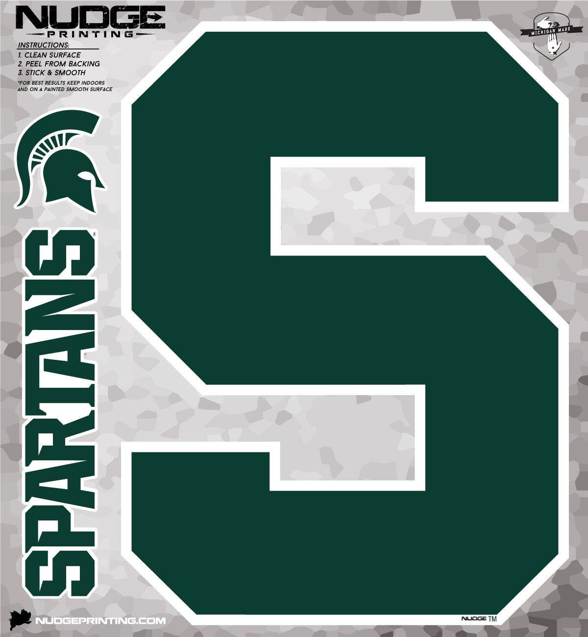 Msu Wall Decal Michigan State Spartan Block S Peel And Stick Big Sparty Sticker Nudge Printing