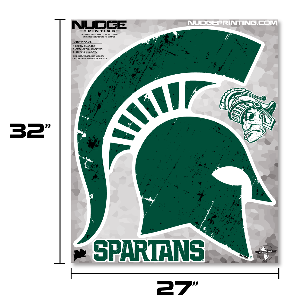 Msu Wall Decal Michigan State Spartan Helmet Head Peel And Stick Big Sparty Sticker Nudge Printing