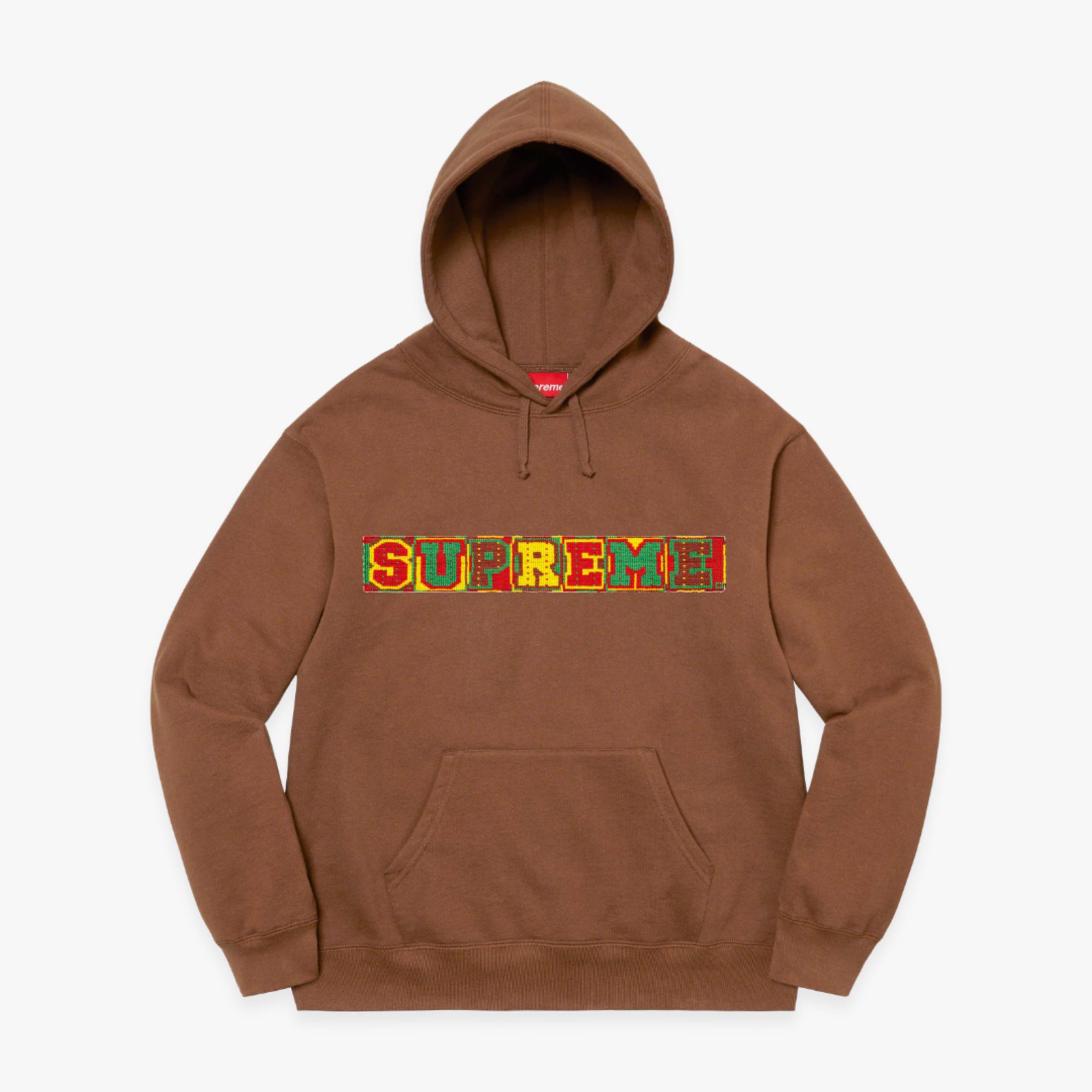 Supreme Hooded Sweatshirt Beaded Brown SS23 – SOLE SERIOUSS