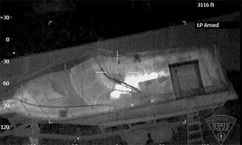 Police helicopter thermal image