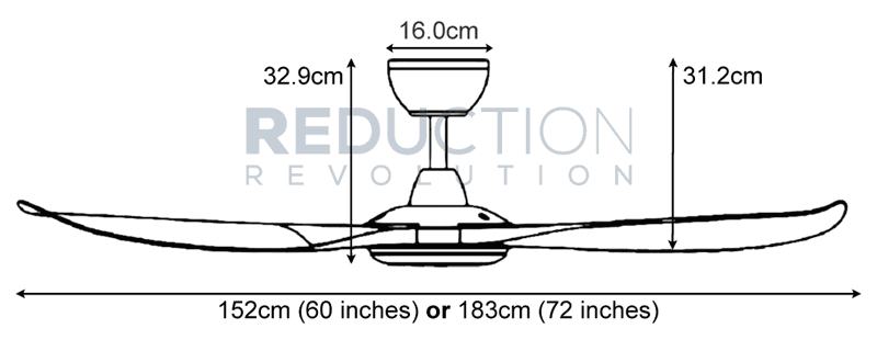 EGO Kurrawa IP55 DC Ceiling Fan With Light Dimensions