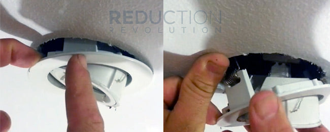 Remove downlight with spring clips from ceiling