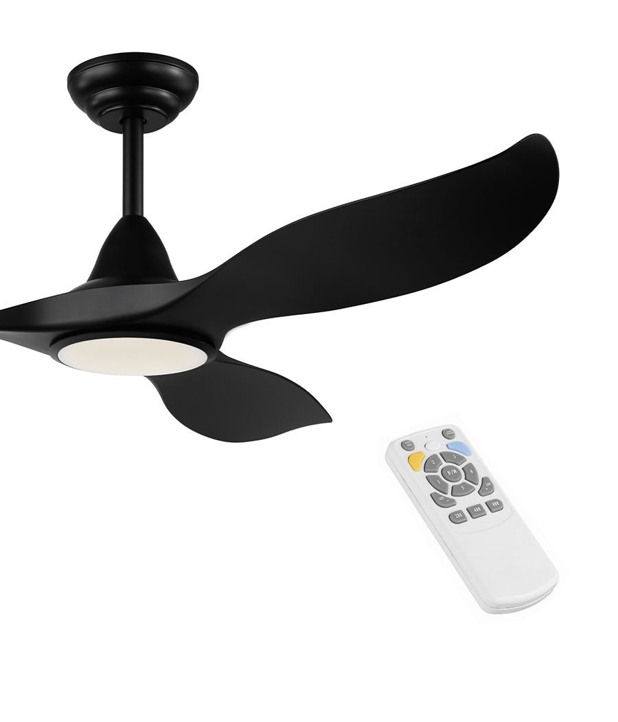 Modern Black Ceiling Fan With Led Light Remote
