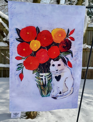 Garden Flags - Cat with Flowers