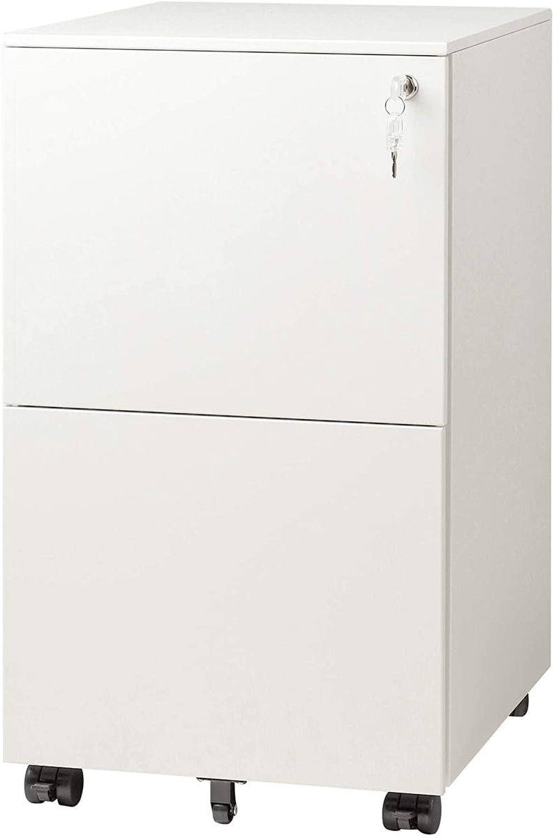 Metal 2 Drawer Mobile File Cabinet with Lock | DEVAISE – Devaise