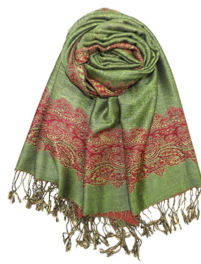 Deep green/Burnt Orange Pashmina Headwrap