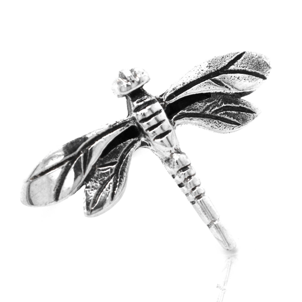 Dragonfly on a Net Ring – Super Silver