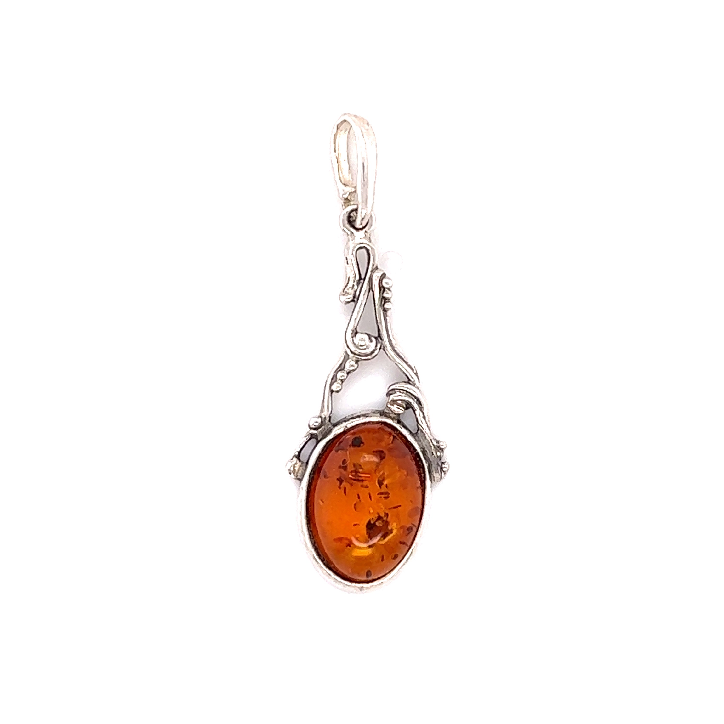 Teardrop Amber Pendant – Super Silver