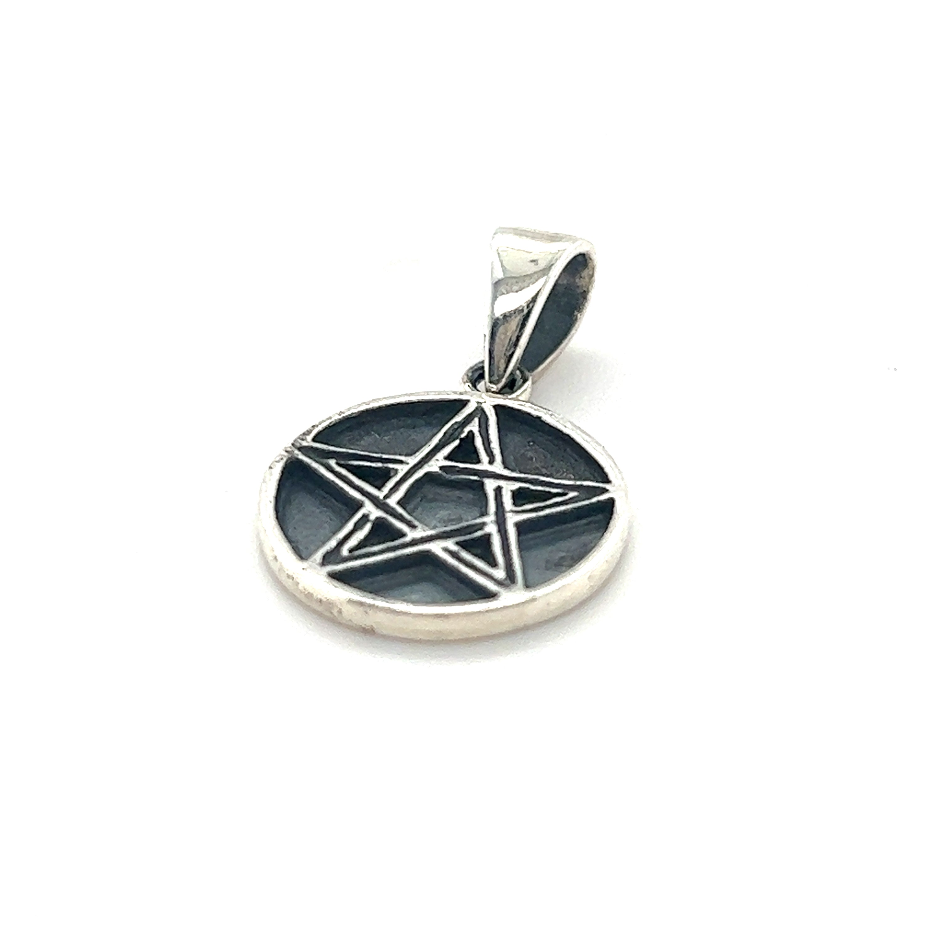 Pentagram Pendant with Encircling Dragon Ouroboros – Super Silver