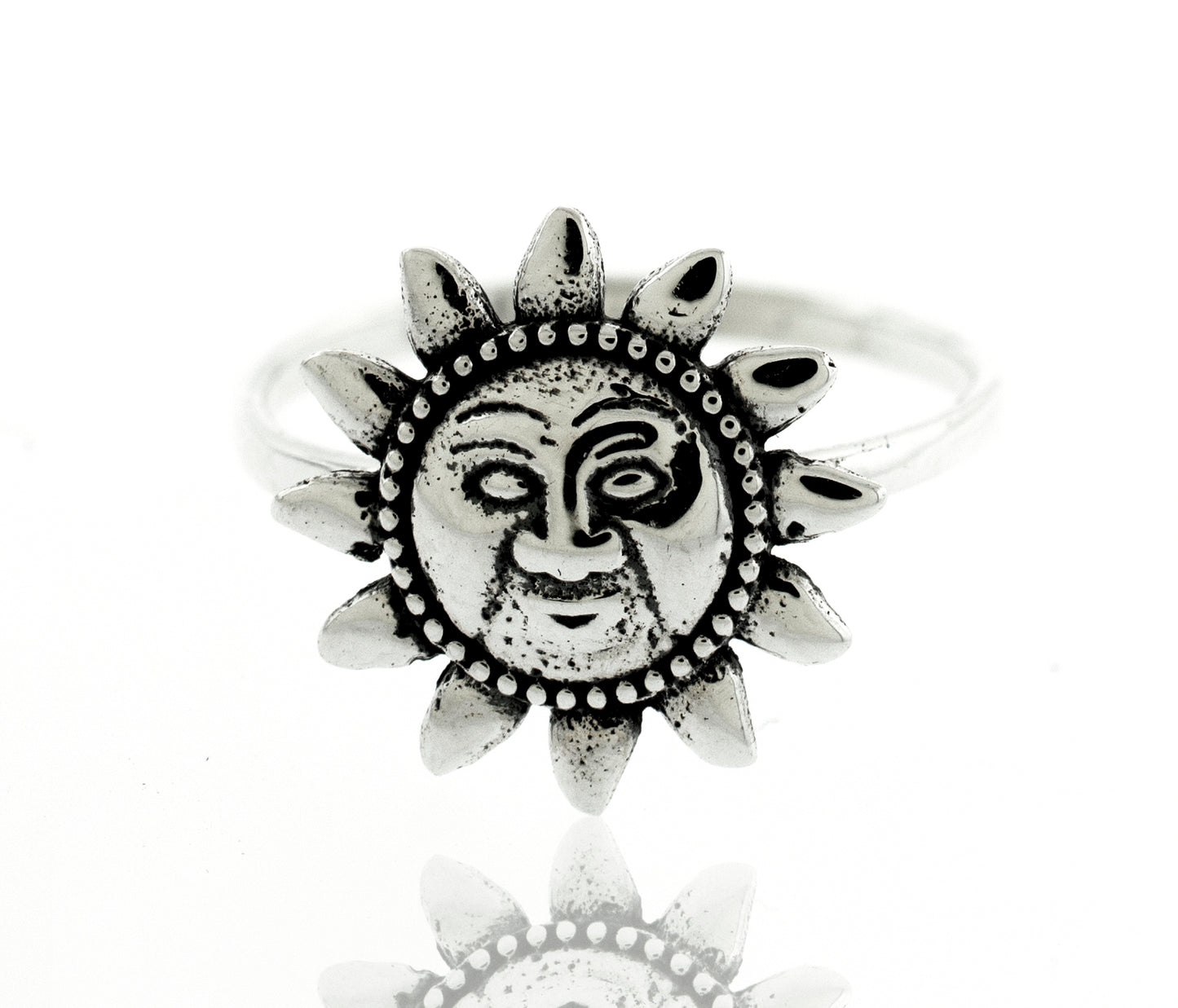Sterling Silver Small Sun Ring Sun Face Ring Silver Sun 